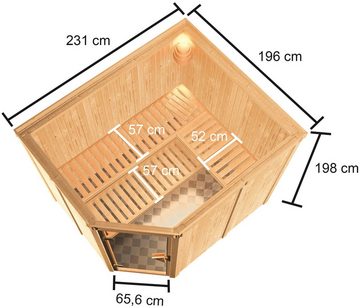 Karibu Sauna "Homa " mit bronzierter Tür naturbelassen, BxTxH: 231 x 196 x 198 cm, 68 mm, mit integrierter Mineralwolldämmung