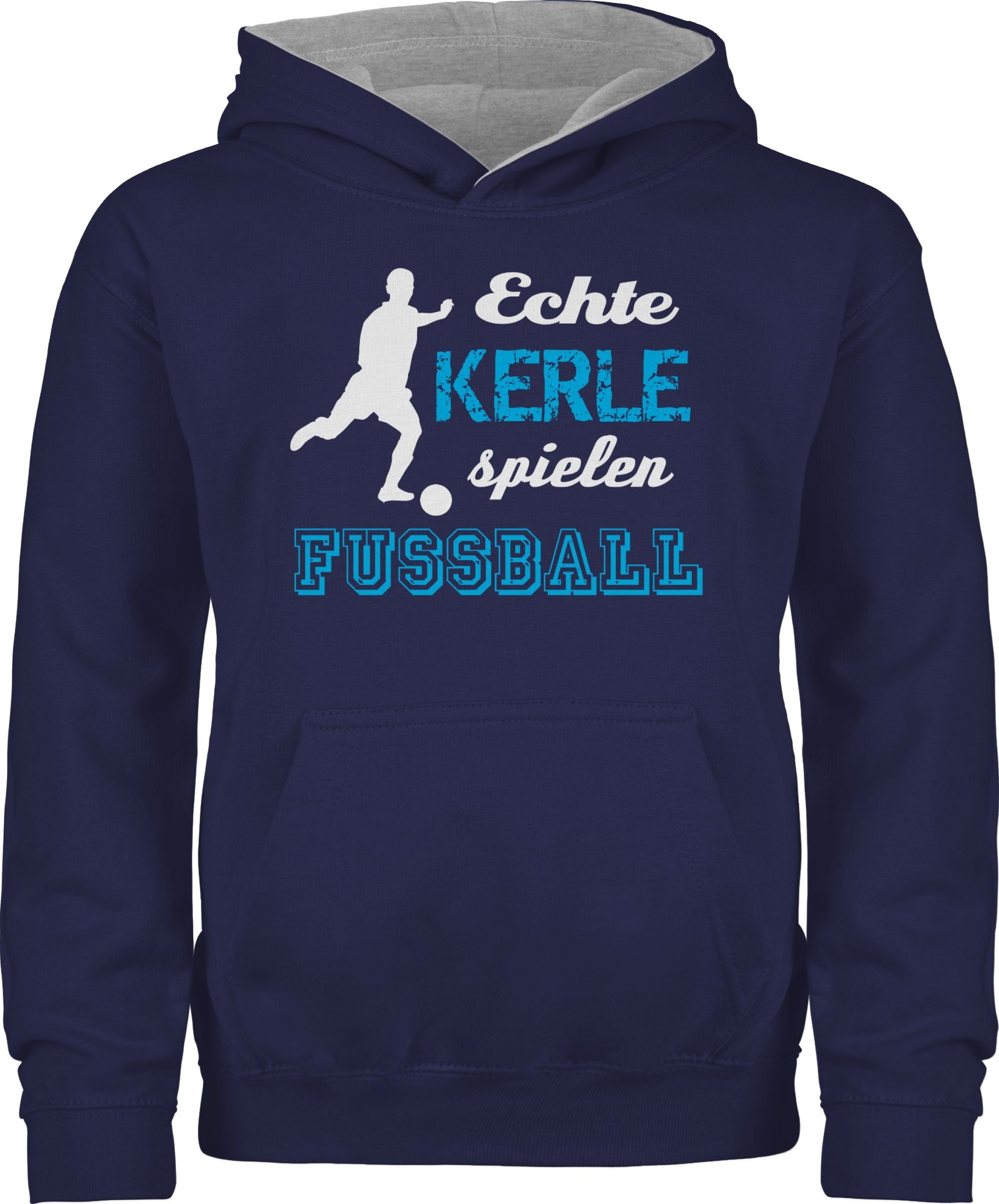 Sport Kleidung Navy 2 spielen Fußball Kinder Shirtracer Blau/Grau Echte Kerle meliert Hoodie