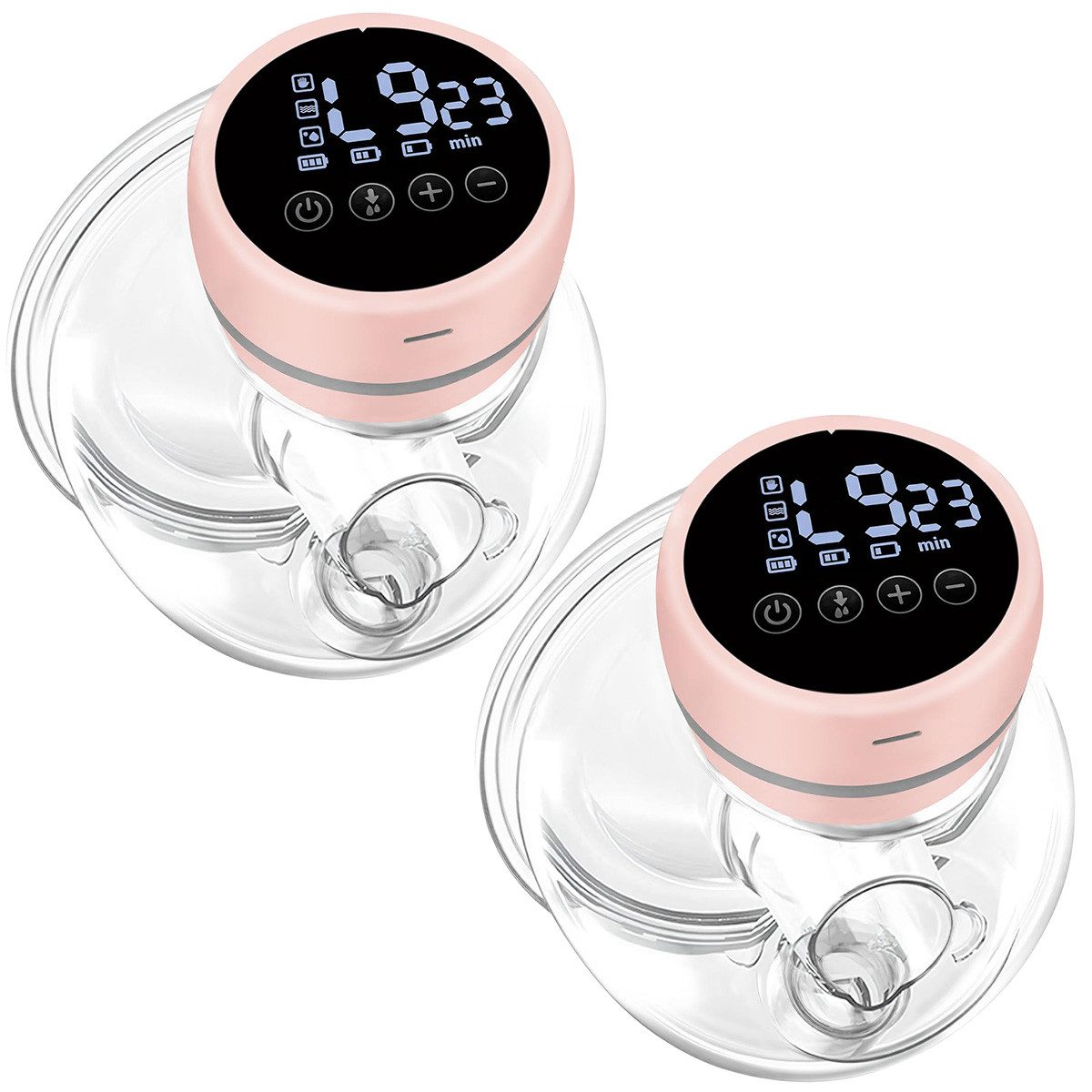 Novzep Doppelmilchpumpe 2st Tragbare Молокоотсосы 180ml Freihändig, 3 Modi,12 Stufen LED 900mAh, 2-tlg.