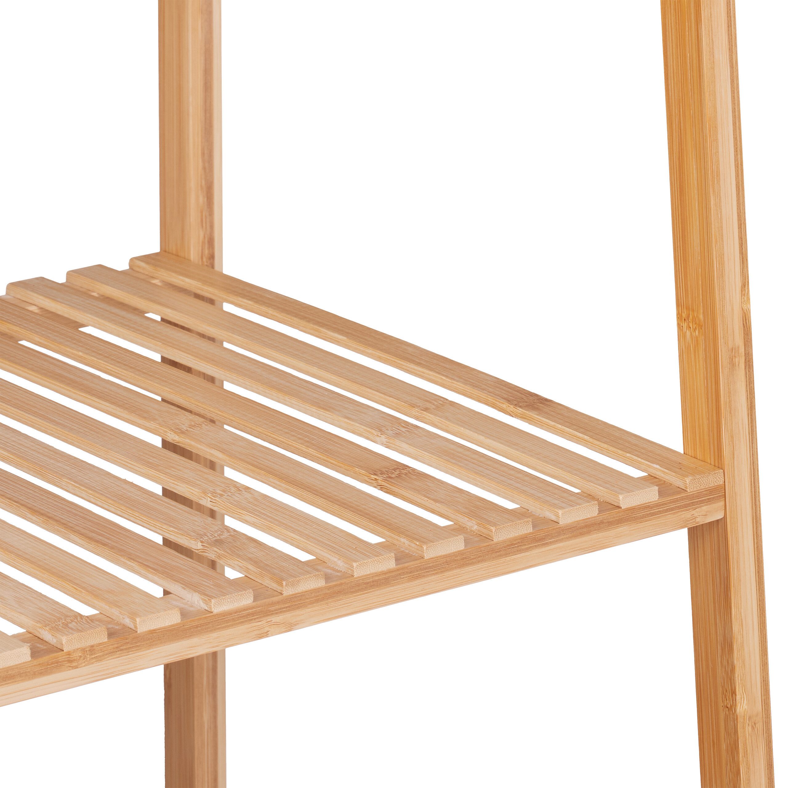 relaxdays Kleiderständer Bambus Kleiderständer mit 3 Ablagen