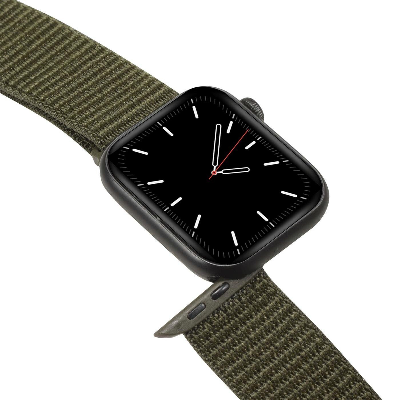 Watch für 41mm Serie mit Gehäuse, Dunkelgrün CoolGadget Klettverschluss Uhren Apple Band Stoff Ersatz mit Nylon Smartwatch-Armband 8