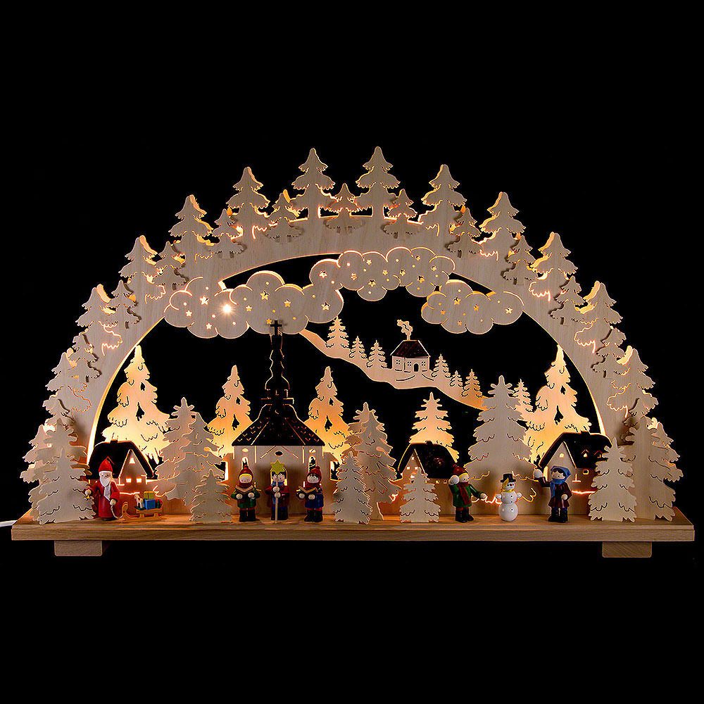 Erzgebirge-Palast Schwibbogen Schwibbogen Weihnachten in Seiffen (70x45cm) von Schwibbola