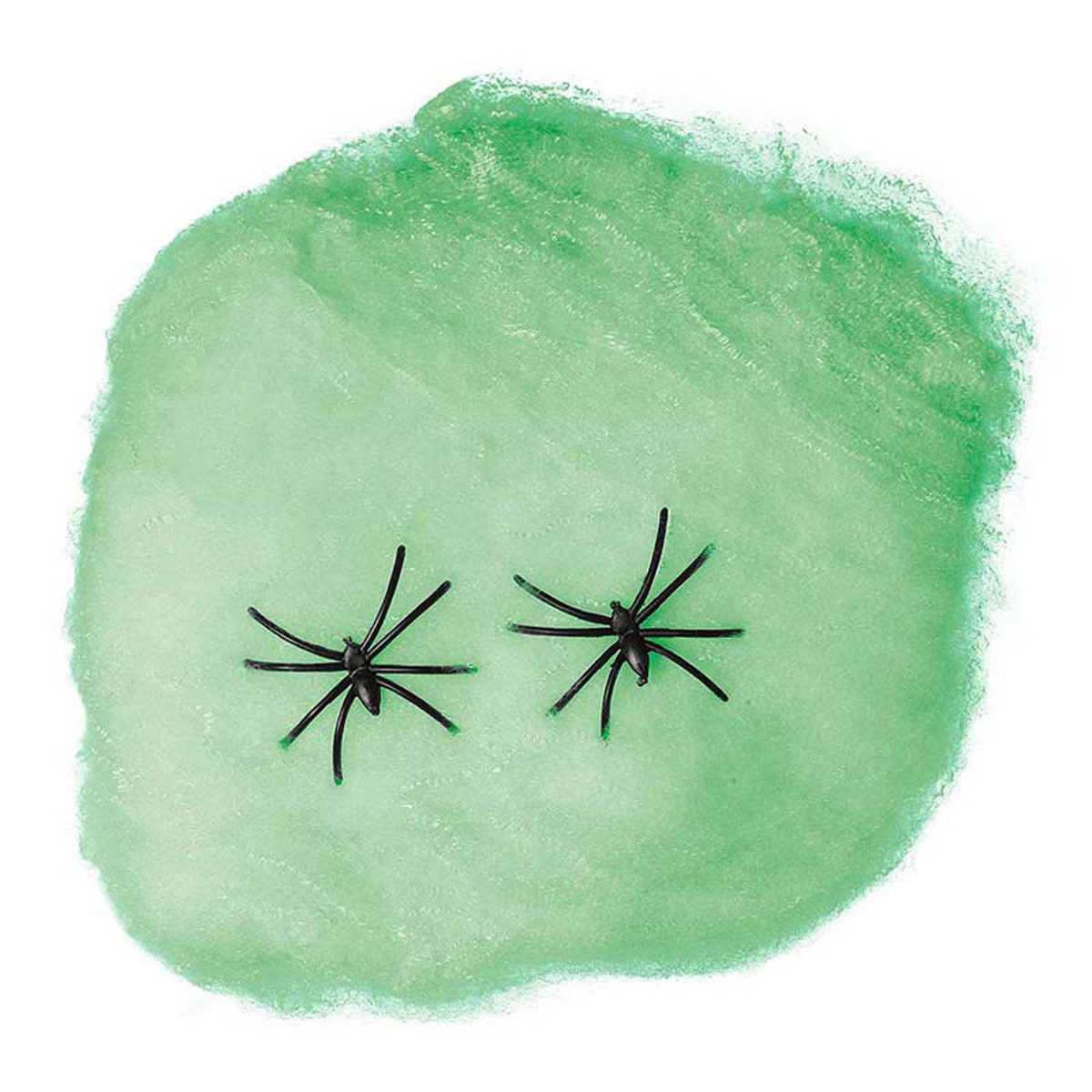 Dekoobjekt Deko Spinnweben mit 2 Spinnen, 60g Grün