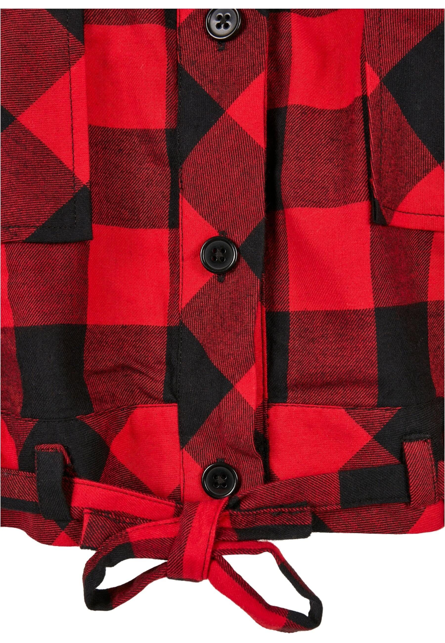 CLASSICS black-red Langarmhemd Ladies Damen URBAN Shirt Oversized Short Check (1-tlg)