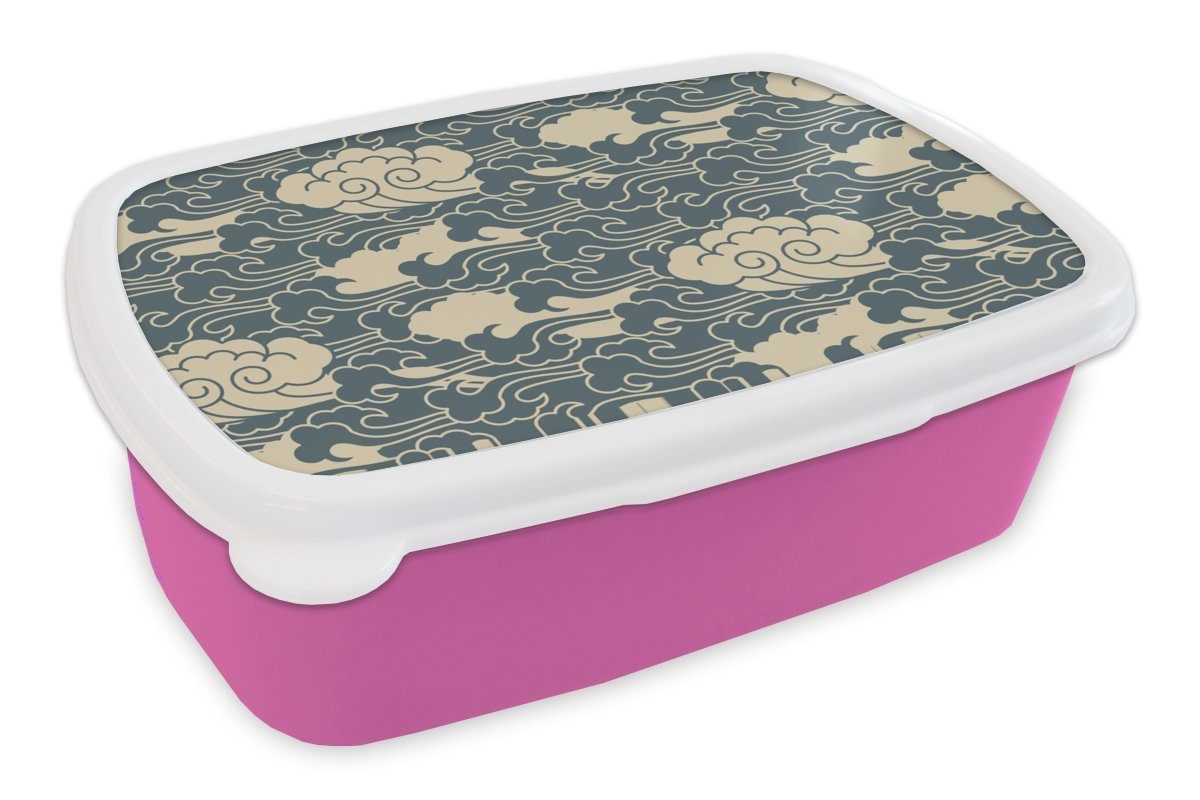 MuchoWow Lunchbox Design - Norwegisch - Wolken, Kunststoff, (2-tlg), Brotbox für Erwachsene, Brotdose Kinder, Snackbox, Mädchen, Kunststoff rosa | Lunchboxen
