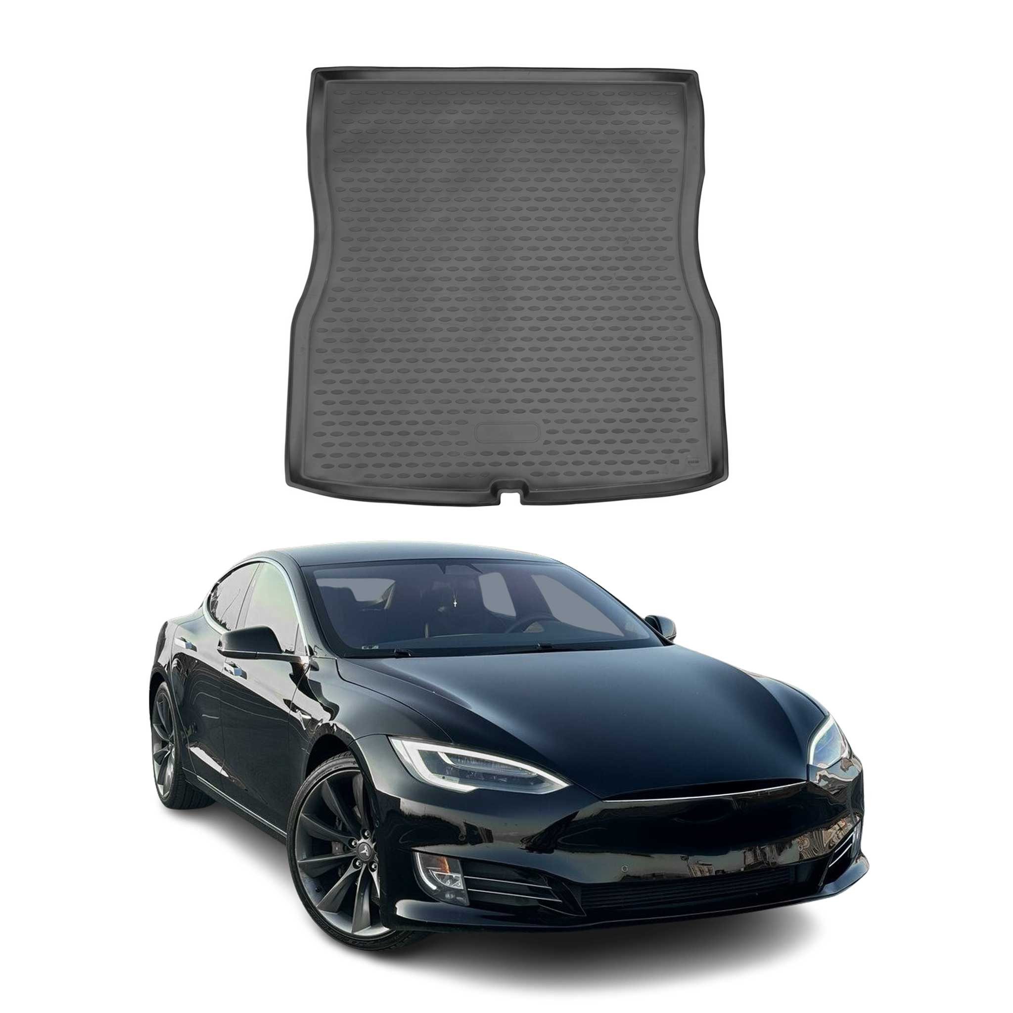OMAC Kofferraummatte Kofferraumwanne für Tesla Model S 2012-2025 Gummi TPE Schwarz (1 St), für Tesla Model S 2012-2025 Tesla Model S 2012-2025, Einfache Installation,Antirutsch,Leicht zu reinigen,Leichtgewicht