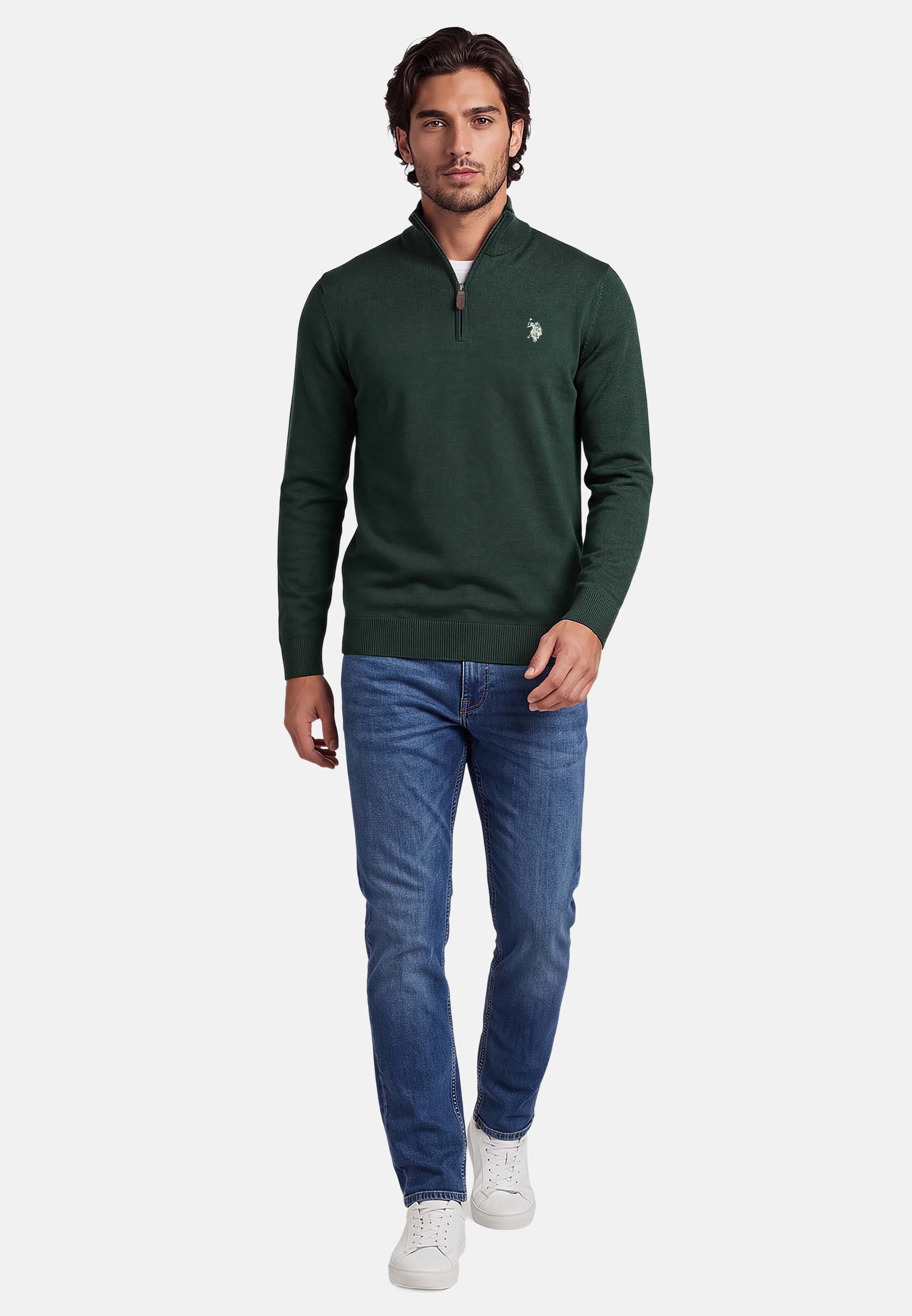 U.S. Polo Assn. Stehkragenpullover USKnooxx – Herren Half-Zip Strickpullover Baumwoll-Viskose-Mix, weiche Qualität und sportiver Look – Bild 3 von 5
