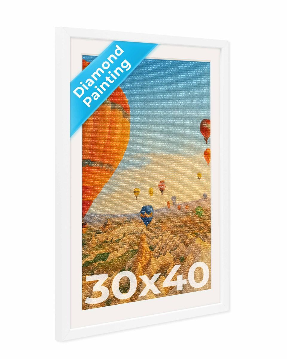 PHOTOLINI Bilderrahmen für Diamond Painting, passendes Passepartout, Bilder im Galerie-Look, für 1 Bilder (1 Einzelrahmen), Hochwertiger Galerie-Look für Diamond Painting Motive in 25x35 cm