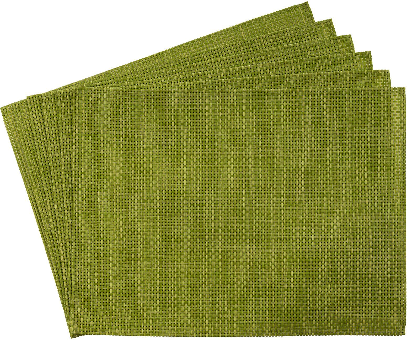 Platzset, Schmalband, APS, (6-St), apfelgrün Rand, cm mit leicht umgenähten 45x33 abwischbar