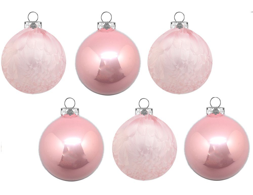 Thüringer Glasdesign Weihnachtsbaumkugel Weihnachtsbaumkugeln Eislack / Matt (6 Stück) Ø 8 cm - Christbaumkugeln Made in Germany (6 St), Aus Glas