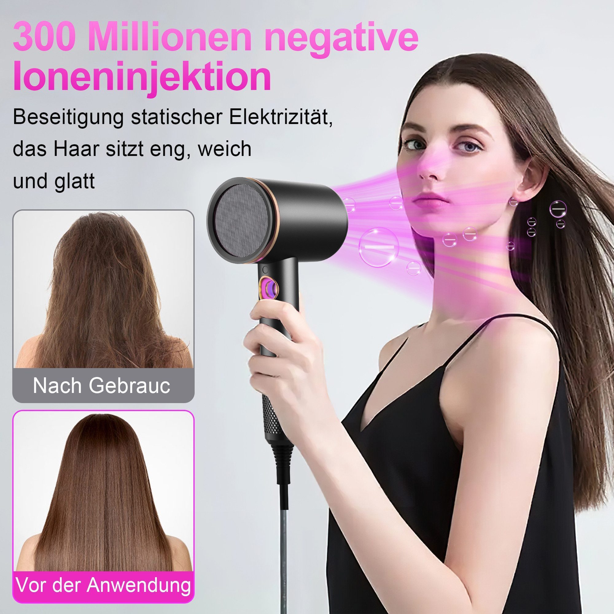 Forrlite Haartrockner 2026 Neues Haartrockner,Föhn Ionen mit Diffusor 2400W AC Motor, 2400 W, 3 Stylingdüsen Professional Ionen Haartrockner Haartrockner, Haart – Bild 5 von 5