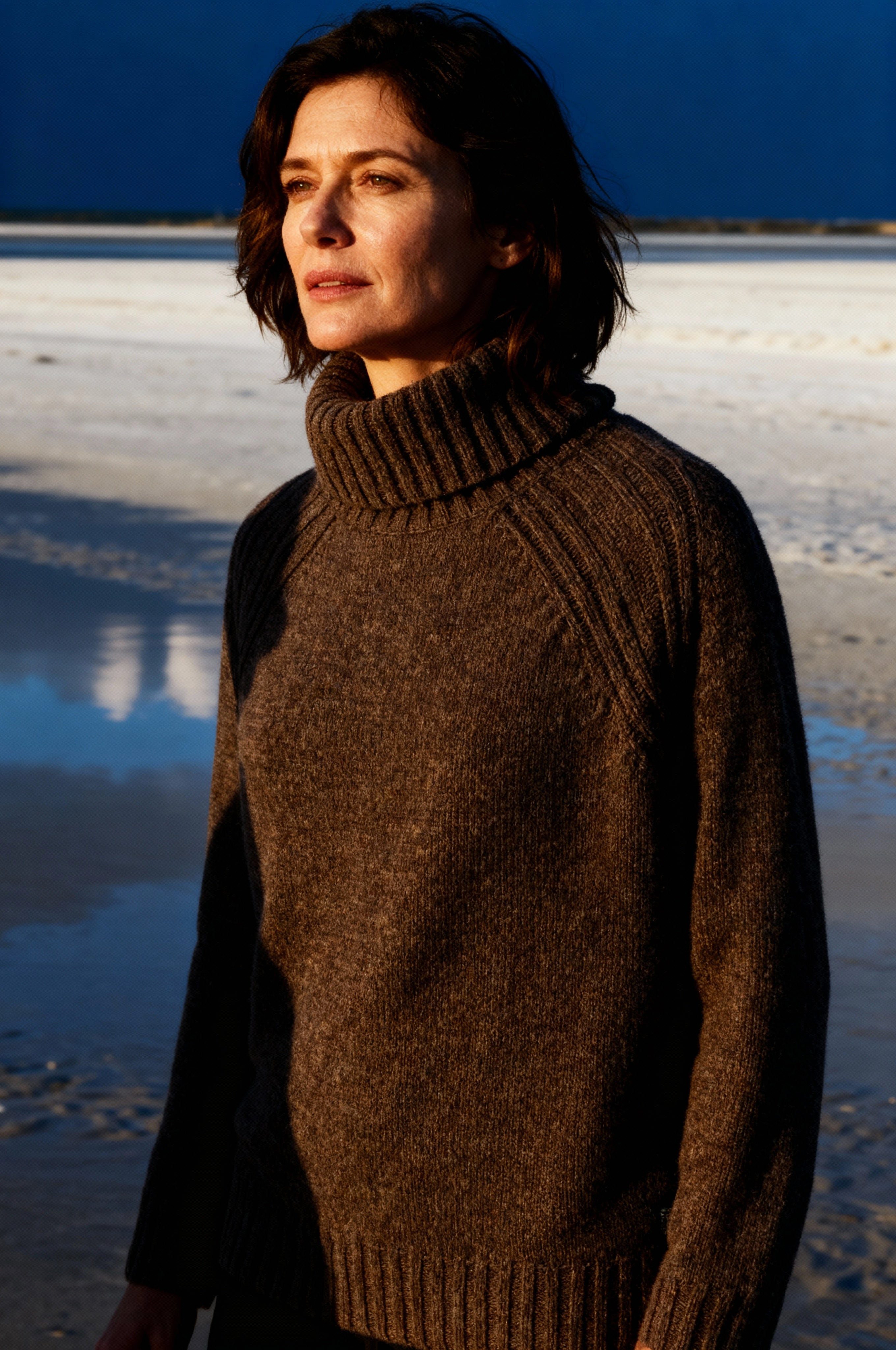 Zaubermond Rollkragenpullover Rollkragen Pullover aus Wolle im eleganten Braun im Frühlingstrend