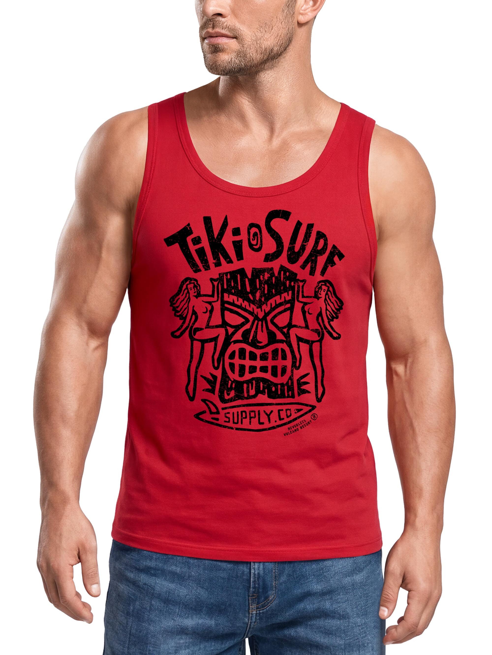 Neverless Tanktop Herren Tank-Top Tiki Maske Surf Honolulu Hawaii Beach Supply Sommer mit Print
