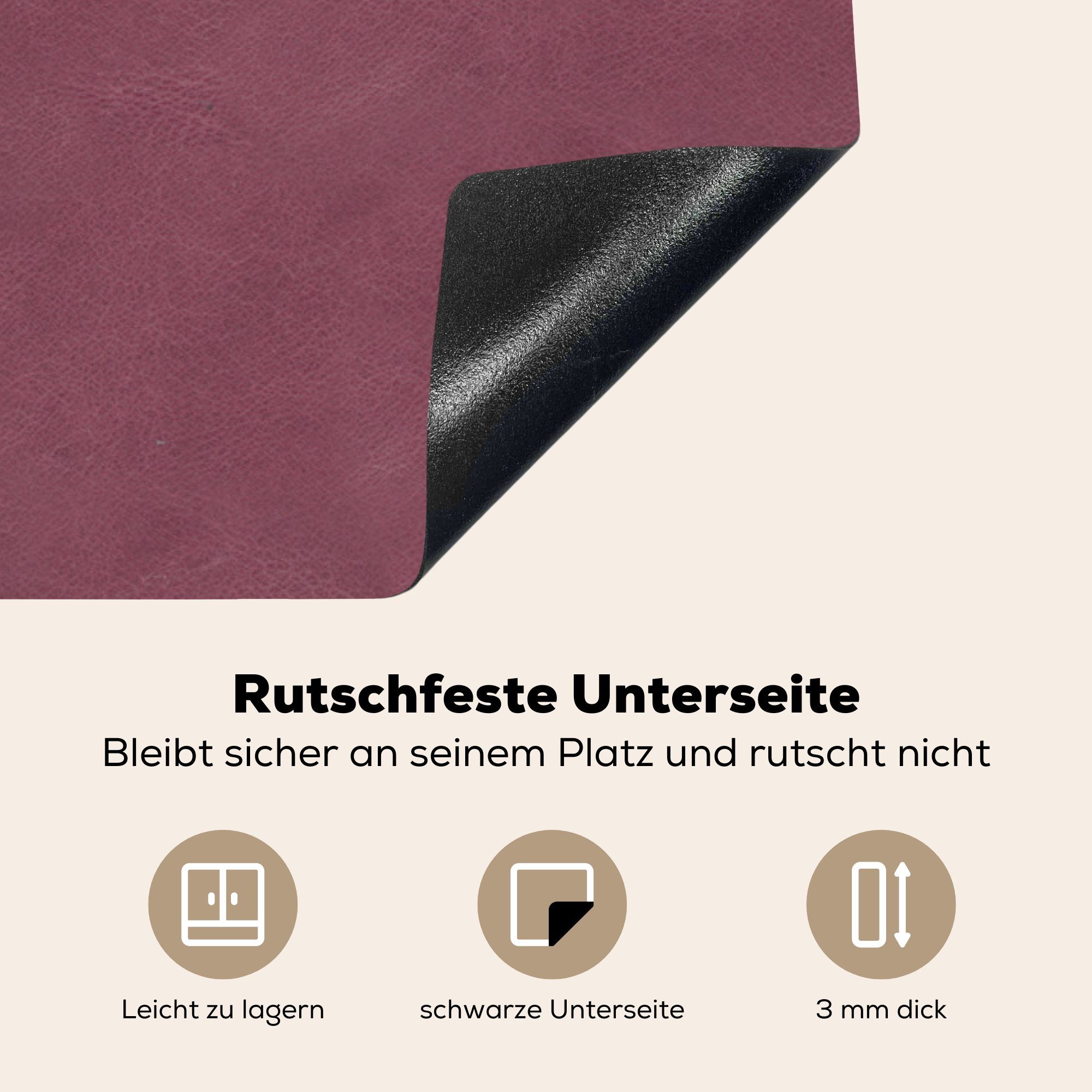 (1 Vinyl, - cm, - Rosa Induktionsschutz 83x51 Arbeitsplatte Leder Ceranfeldabdeckung, tlg), für Tierfell, Herdblende-/Abdeckplatte - MuchoWow küche