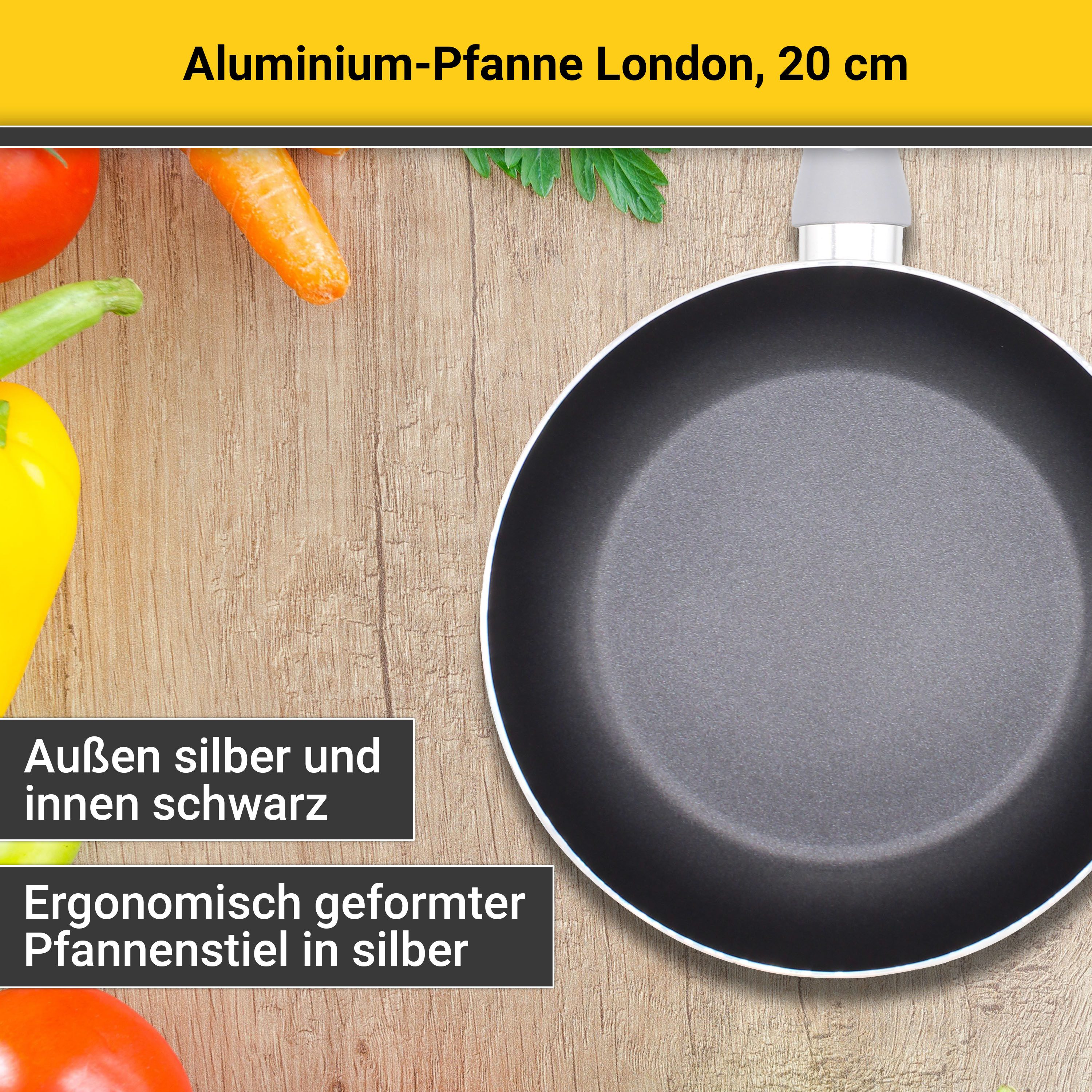 Krüger Bratpfanne Aluminium Pfanne London, Aluminium (1-tlg), für Induktions-Kochfelder geeignet