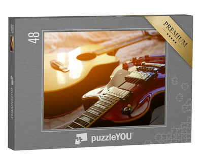 puzzleYOU Puzzle E-Gitarre und Akustikgitarre, 48 Puzzleteile, puzzleYOU-Kollektionen Musik, Menschen