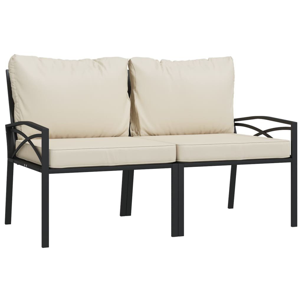 cm Sandfarbigen vidaXL mit 62x75x79 Teile Kissen 2 Loungesofa 2 Sandfarbe Gartenstühle Stahl, Stk.