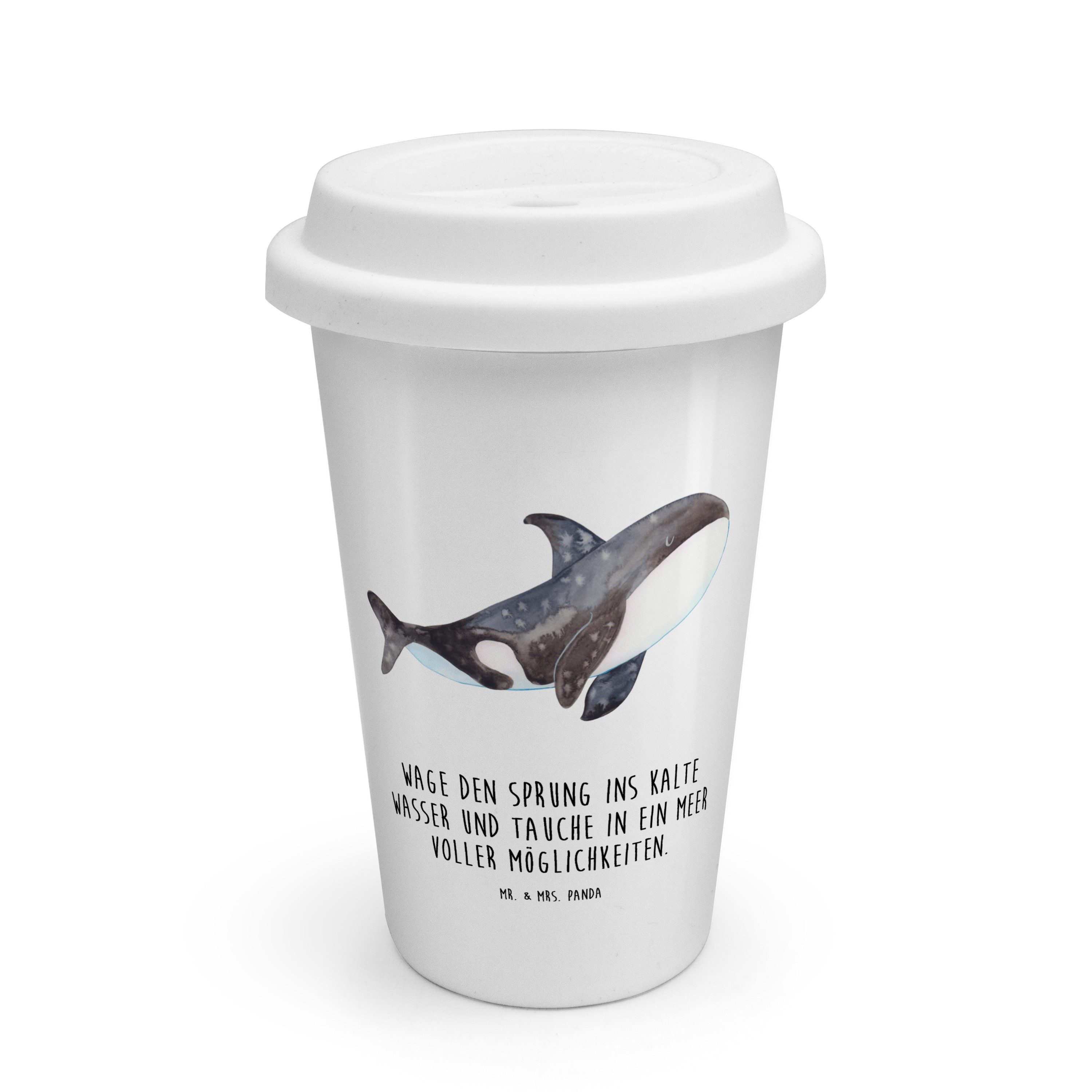 Mr. & Mrs. Panda Coffee-to-go-Becher Orca, ToGo Kaffeebecher, Weiß, Meerestiere, Kaffeebecher, Orca, Therm, Keramik, Wal Büro Coffee To Go Becher