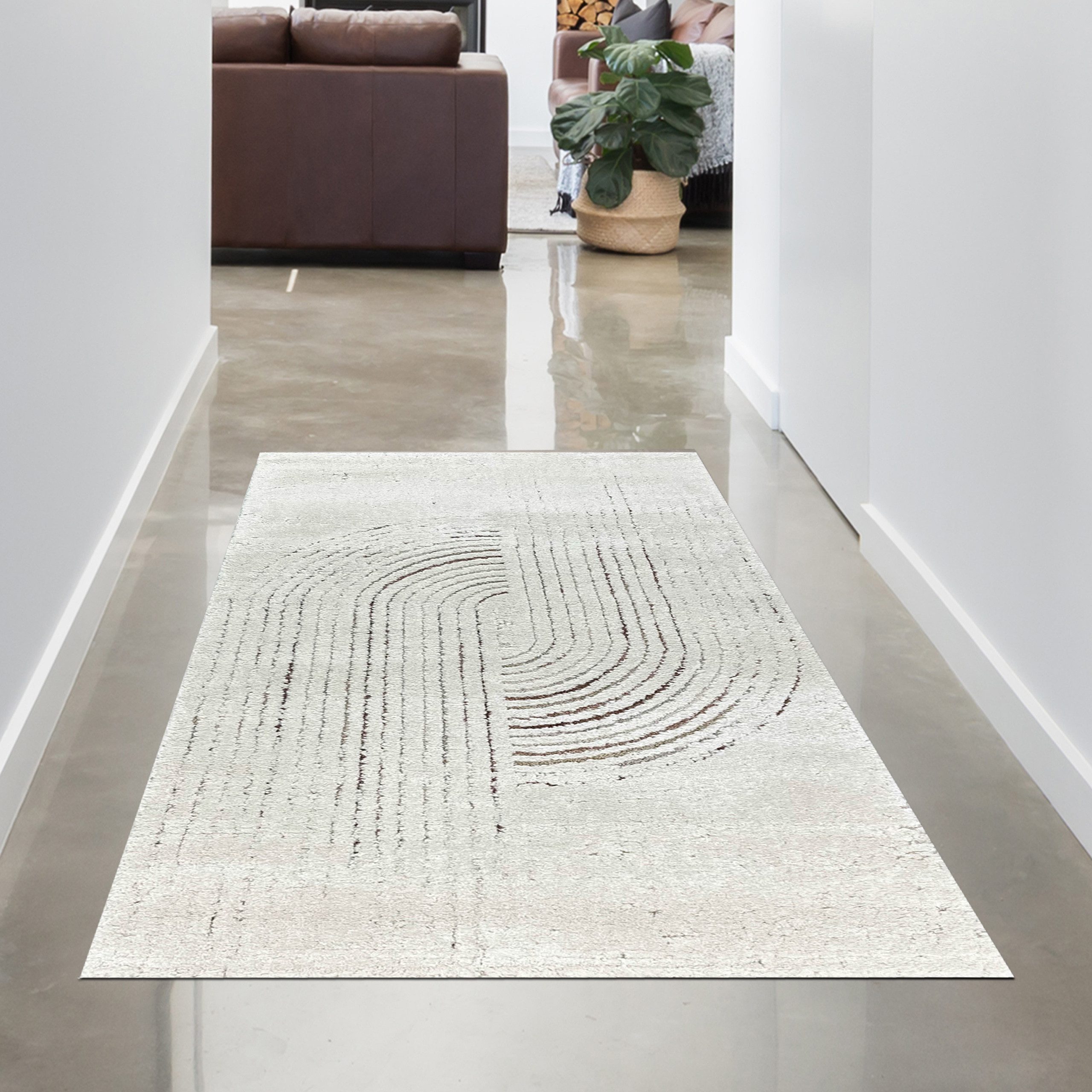 Teppich Wohnzimmer Teppich 3d-Effekt mit gestreiftem Muster in Crème Grau