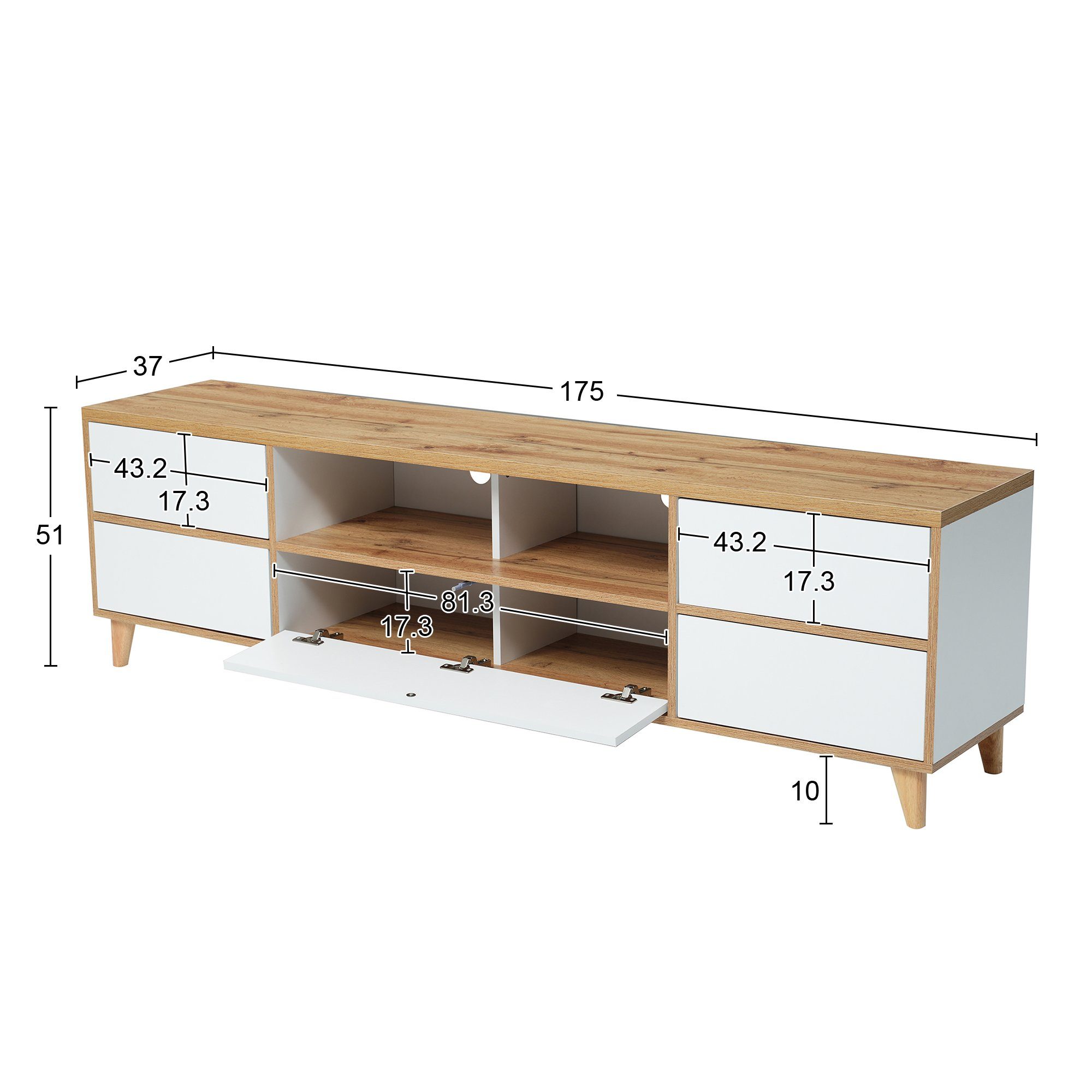 Ulife TV-Schrank Lowboard Fächern und Türen günstig online kaufen