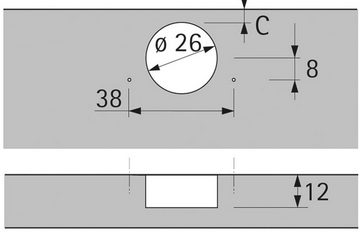 Hettich Möbelbeschlag Intermat 9924 Scharnier 95° Topfband 26mm mit Schließautomatik (1 St)