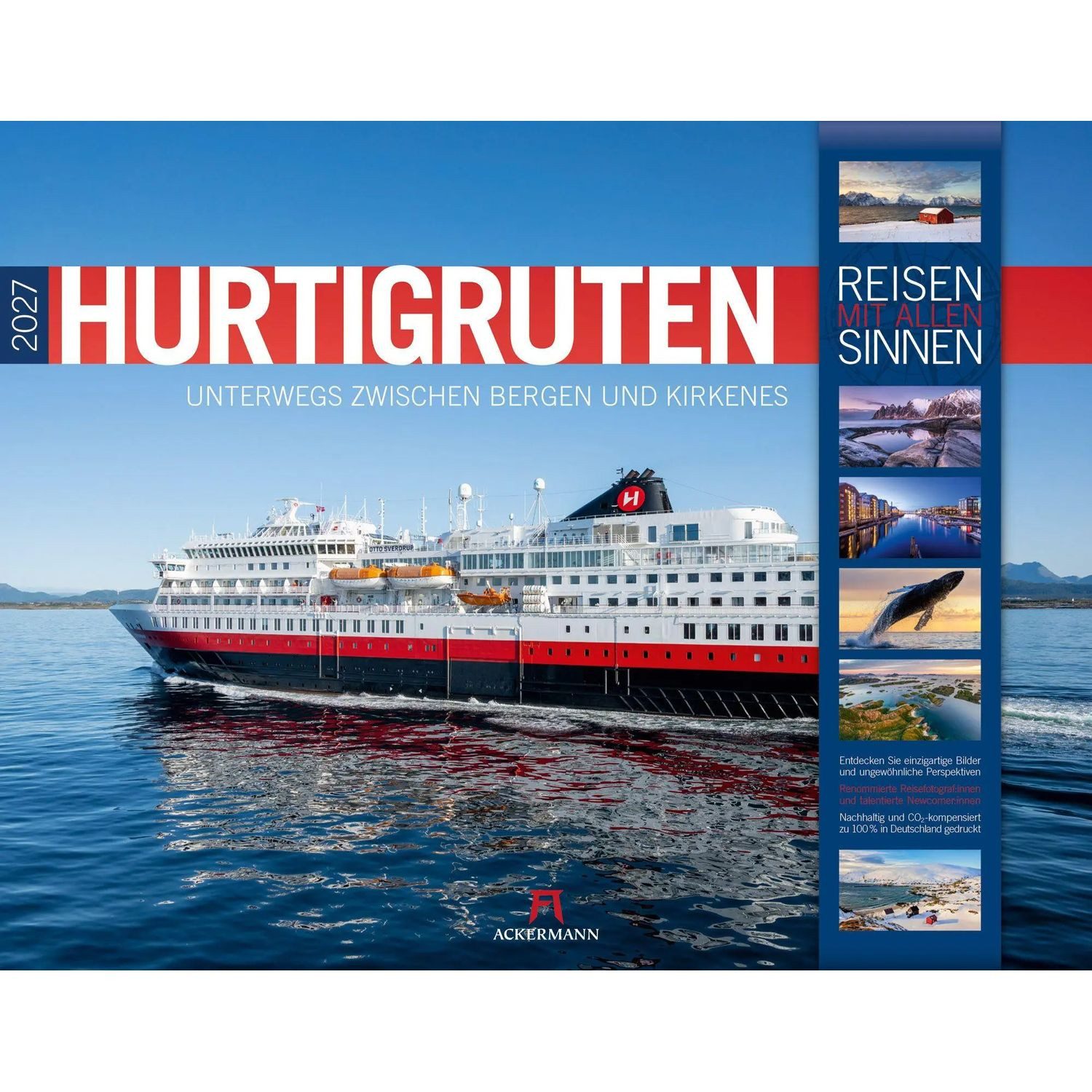 Ackermann Wandkalender Hurtigruten Kalender 2027, Unterwegs zwischen Bergen und Kirkenes