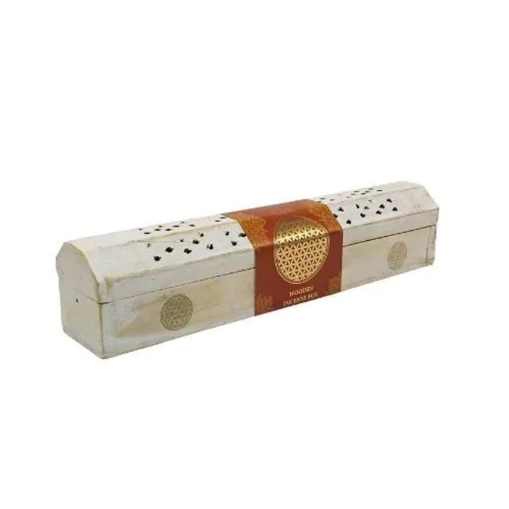 Green Tree Ароматические палочки-Halter Ароматические палочкиhalter India Truhe "Blume des Lebens" Holz weiß 30x8cm