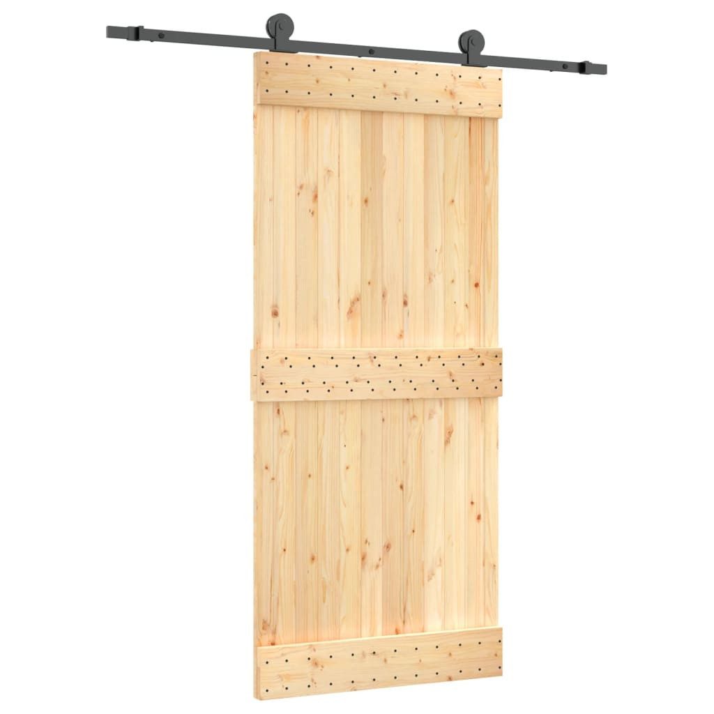 vidaXL Schiebetür Schiebetür mit Beschlag 90x210 cm Massivholz Kiefer