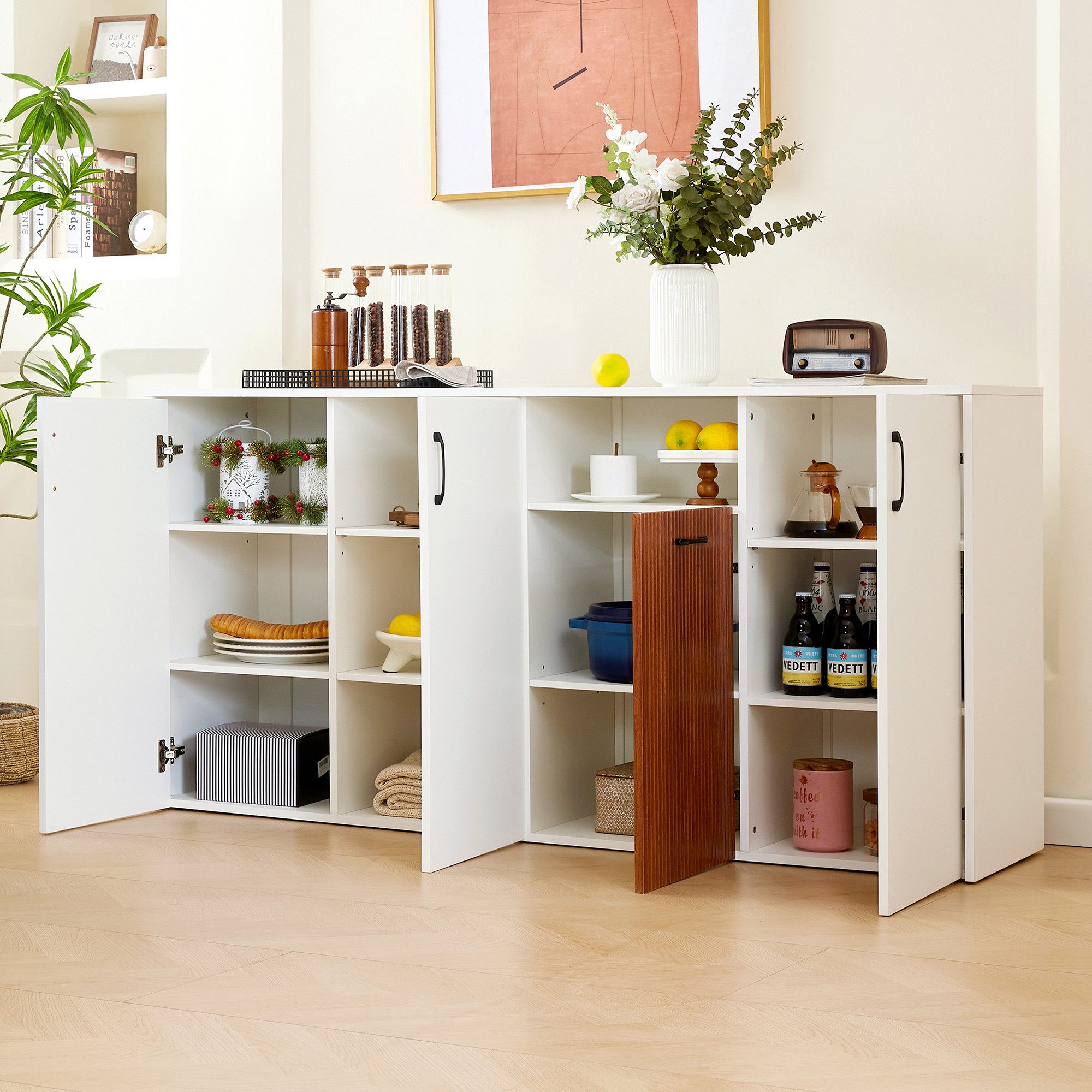 STILVORA Sideboard wohnzimmer 160×40×80cm Buffetschrank Küchenschrank weiß günstig online kaufen