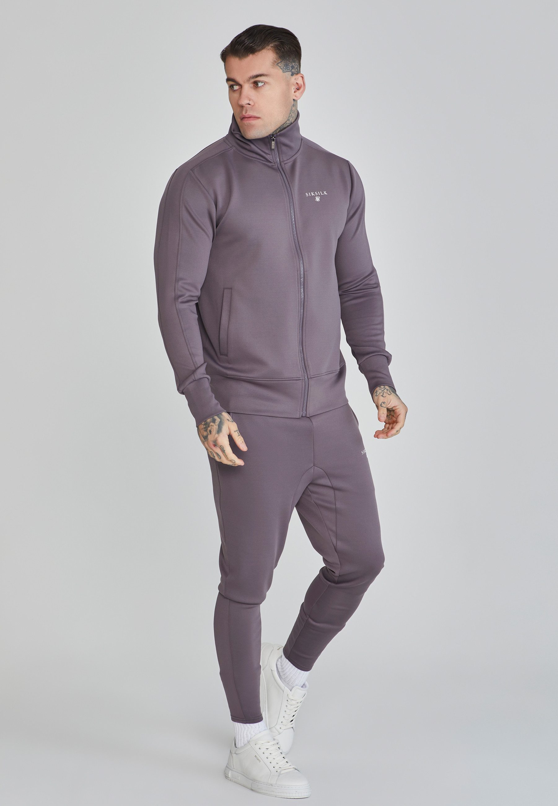 Siksilk Sweatjacke SikSilk Herren Graue Essentials Poly Trainingsjacke günstig online kaufen