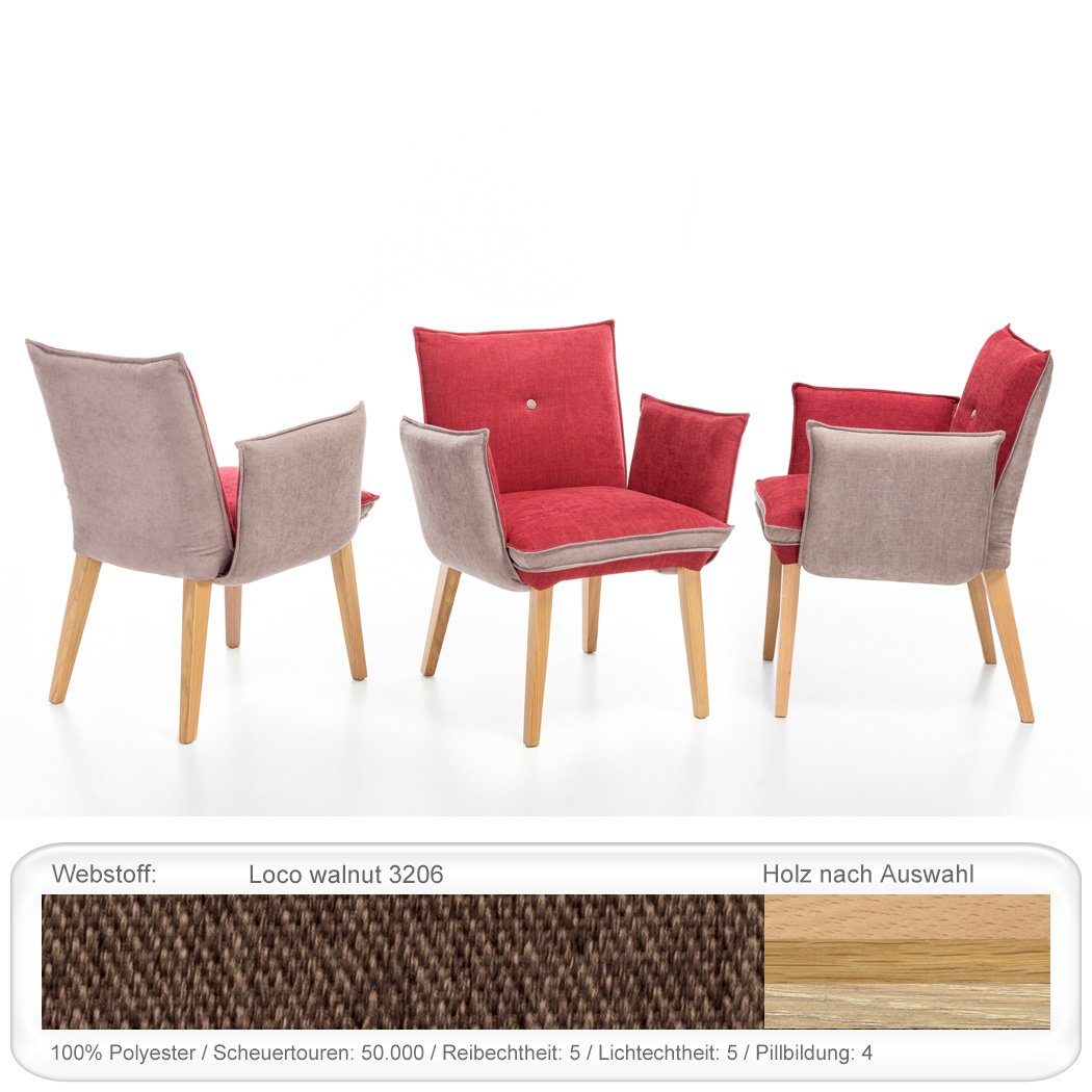 expendio Esszimmersessel Gerit 1 (Spar-Set, 4-St), Buche natur lackiert, Loco walnut 3206 aus Massivholz | Sessel