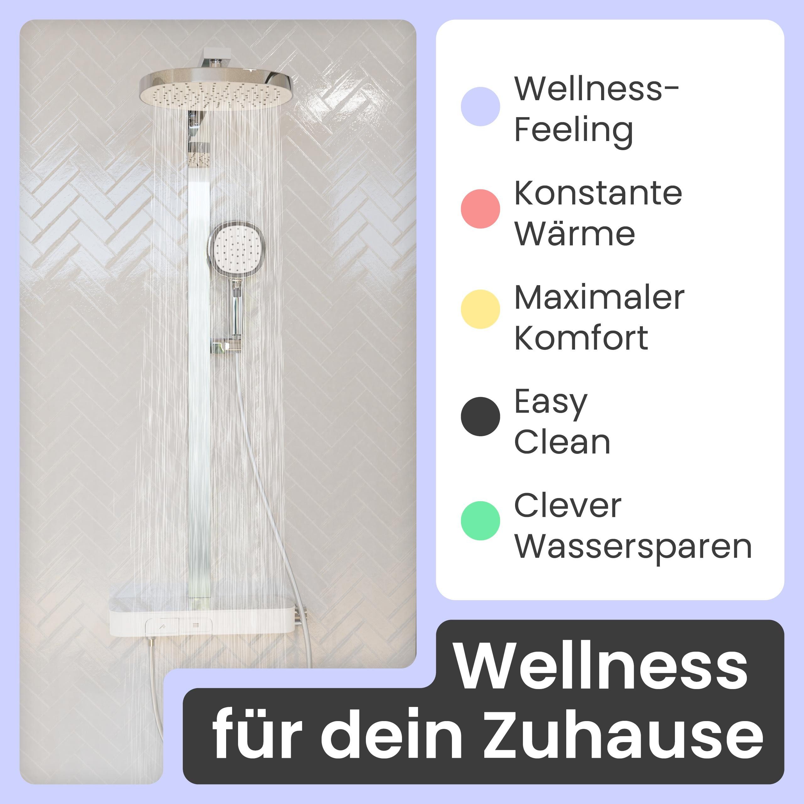 instmaier Duschsystem Cleo, 3 Strahlart(en), Design-Thermostat für konstante Wassertemperatur