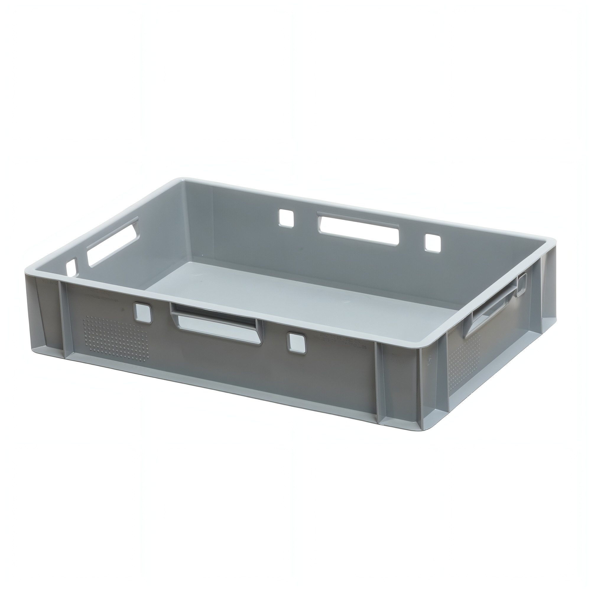 7er-Set Eurokisten E2 In Grau + Transportroller – HDPE, 600x400x200 Mm, Lebensmittelneutral