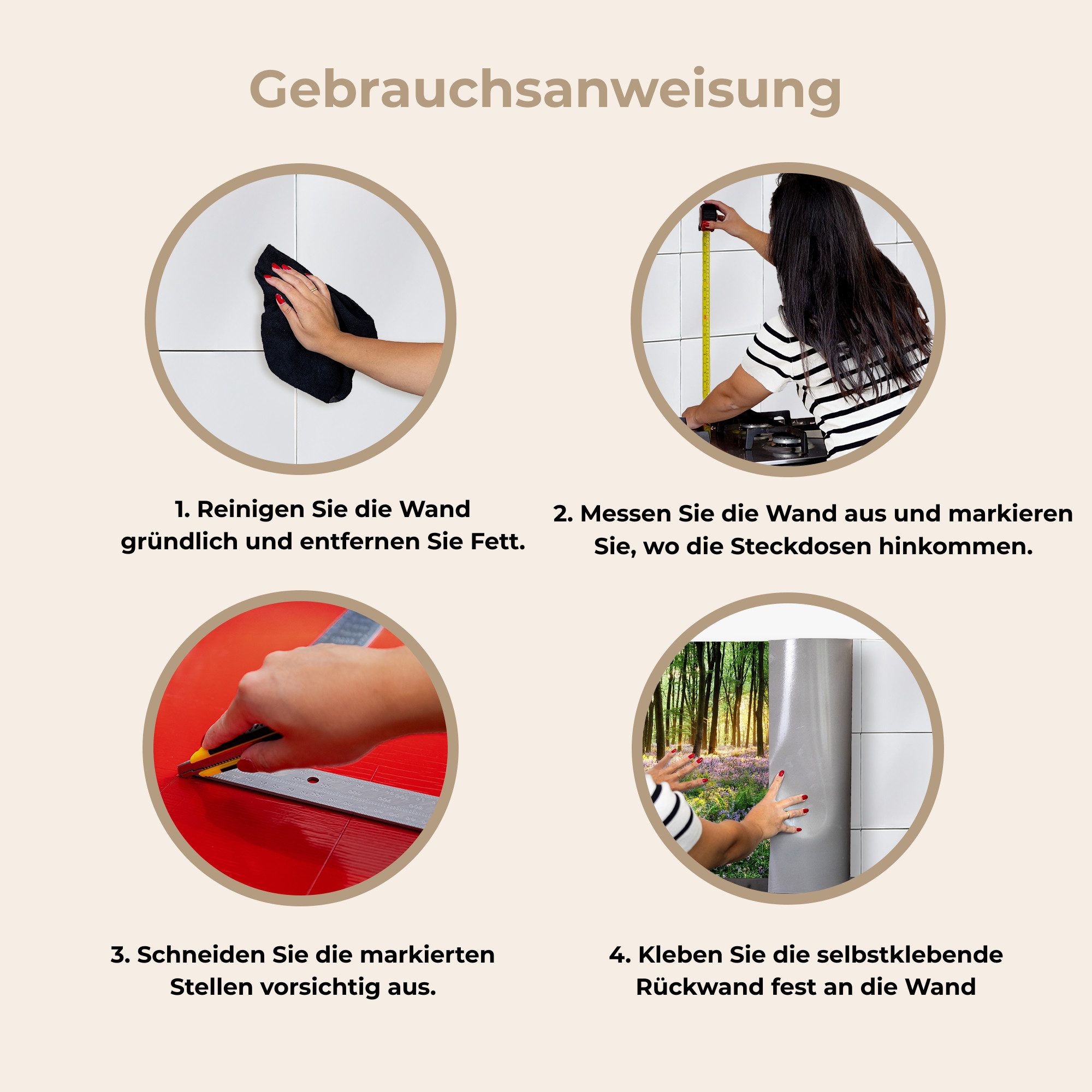 KitchenYeah Küchenrückwand selbstklebend Wald - Blumen - Lavendel - Sonne - Lila - Natur, (1-tlg), Spritzschutz, Küche, Rückwand, Küchenwand, Küchenfront, 80x60 cm