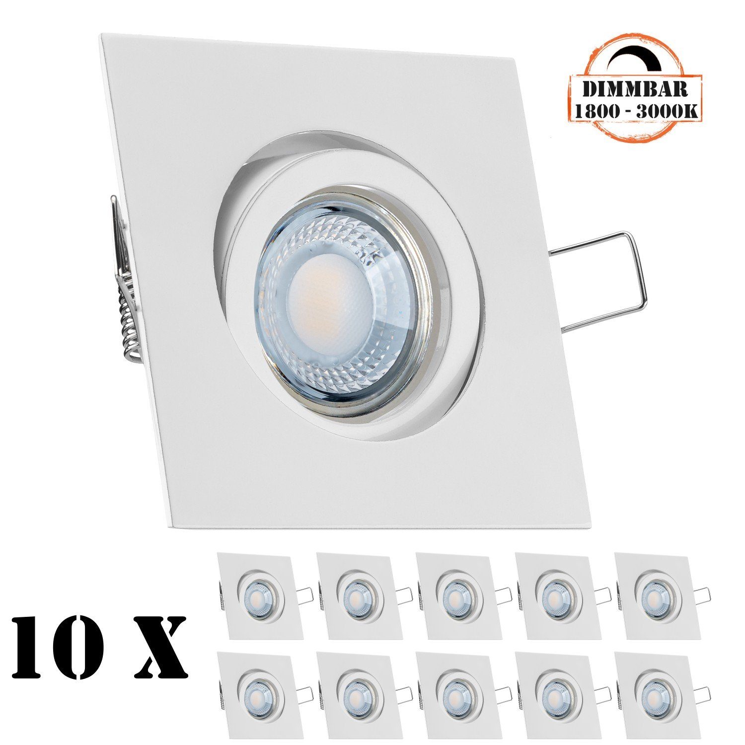 von 5W LED LED weiß flach mit LED 10er extra LEDANDO in Einbaustrahler Einbaustrahler Set LEDANDO