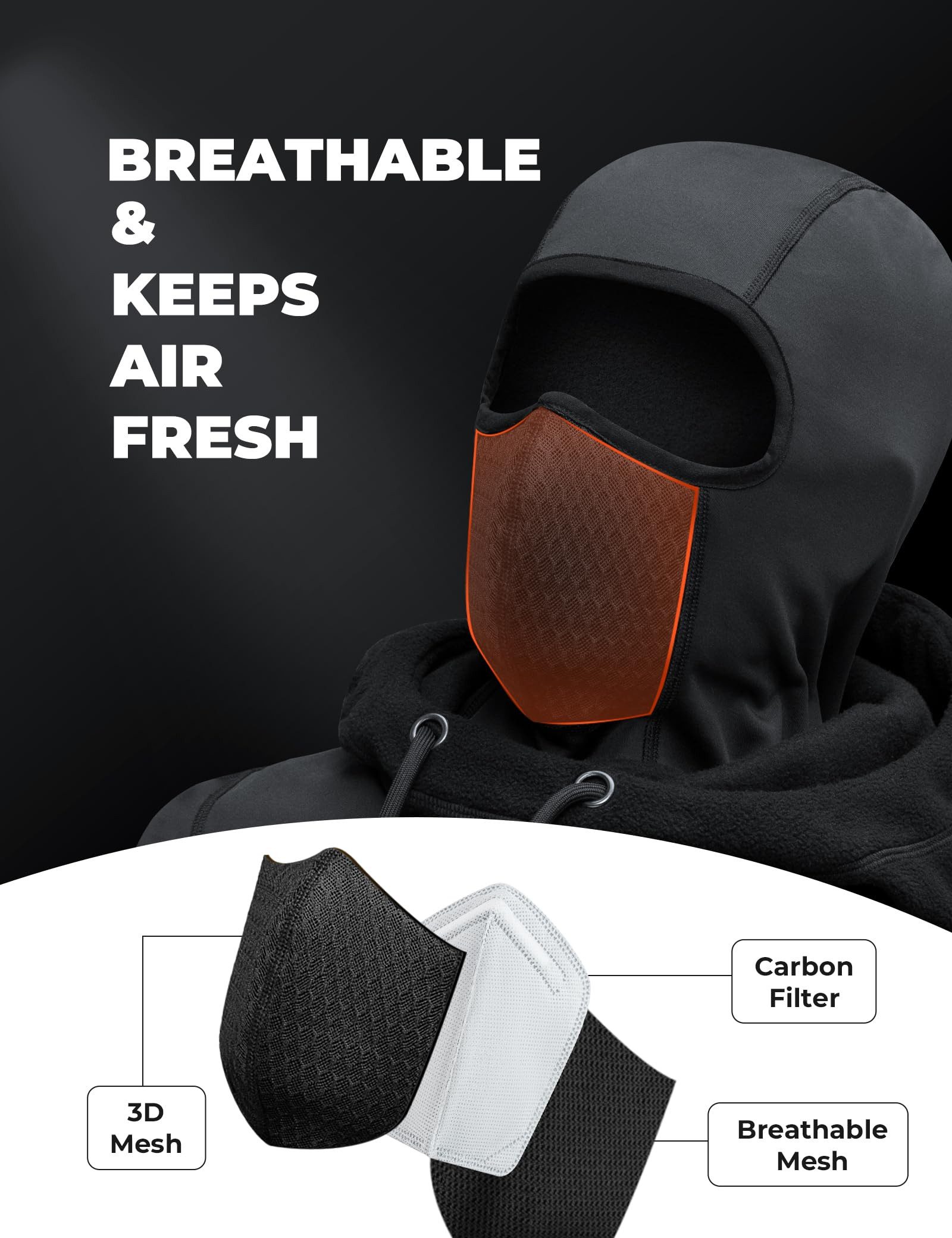ROCKBROS Sturmhaube Balaclava Skimaske Herren Damen Balaclava Herren/Damen (Gesichtshaube Sport Wintermütze Warm