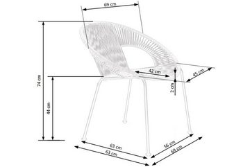 Konsimo Gartenstuhl Rattan-stuhl LORICA, Boho-Stil, profilierte Rückenlehne