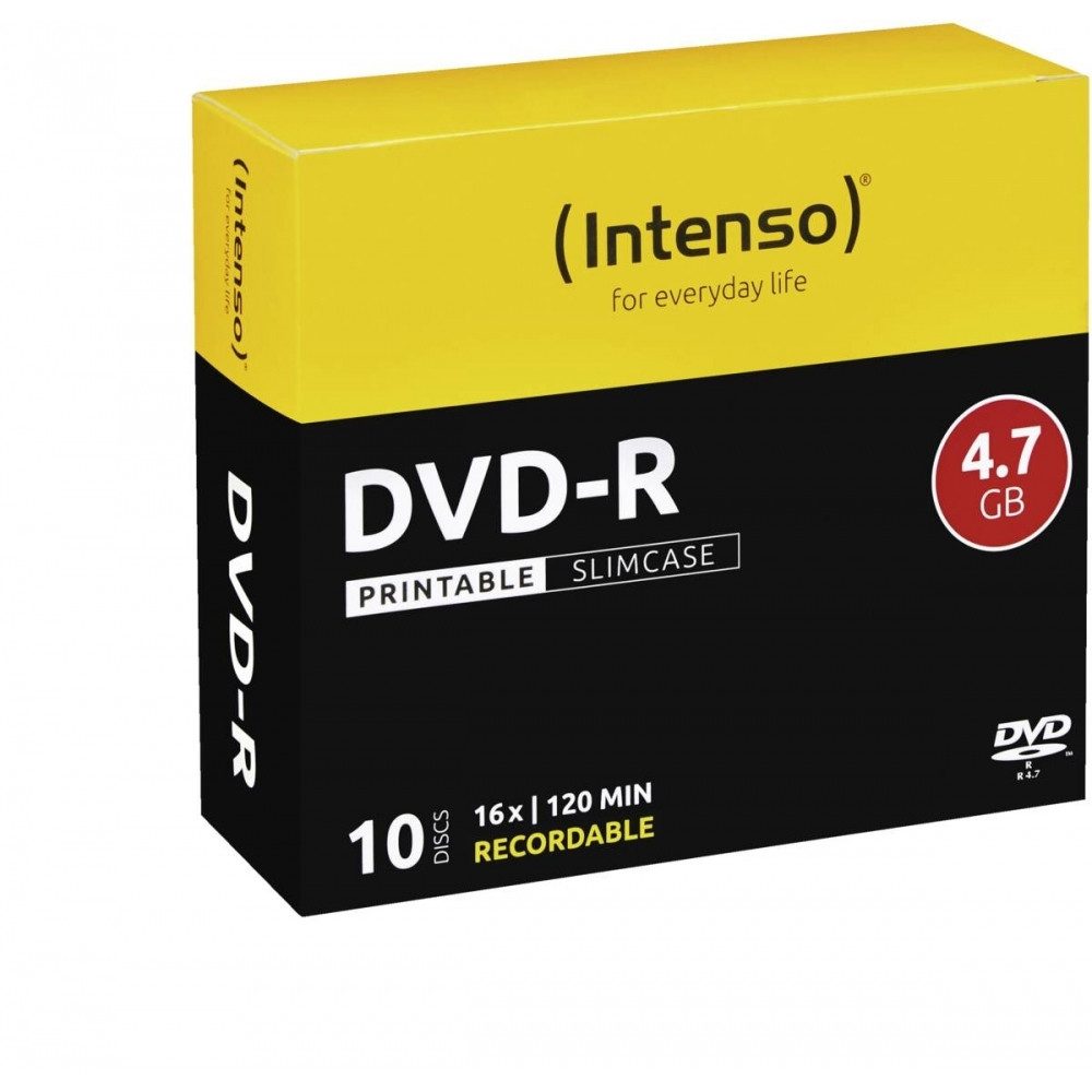 Intenso DVD-Rohling Intenso DVD-R 4,7GB 10er Slimcase Printable - DVDs, Inkjet-printable für individuelle Designs
