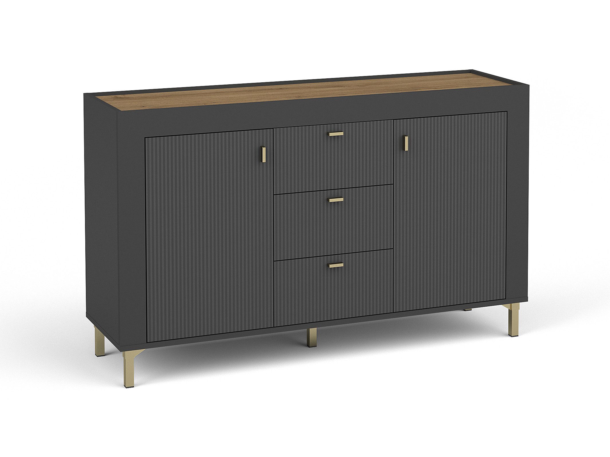 Beautysofa Kommode MONTA mit 2 Türen und 3 Schubladen (Modernes Design, viel Stauraum)