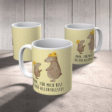 Mr. & Mrs. Panda Tasse Bären mit Hut - Gelb Pastell - Geschenk, Bruder, Geschenk Tasse, best, Keramik, Einzigartiges Botschaft