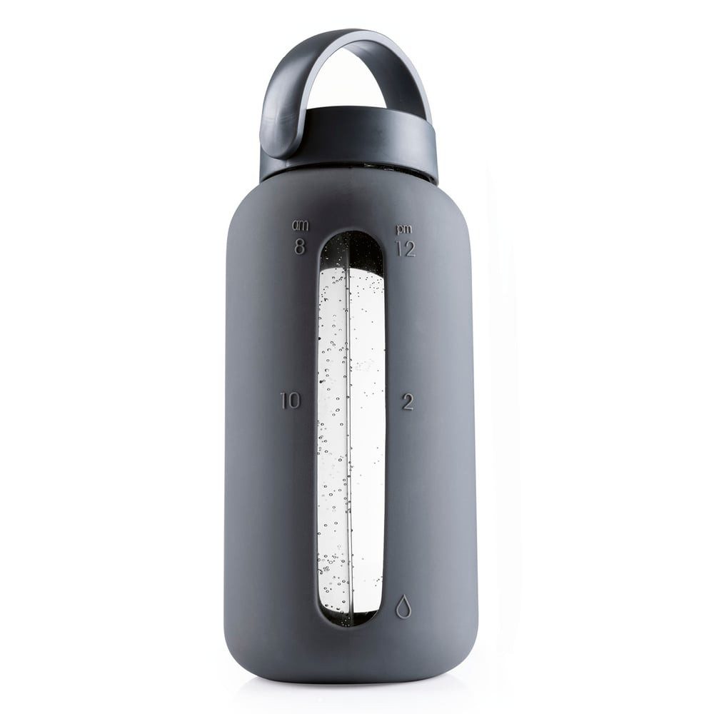 GOURMETmaxx Trinkflasche Glas-Trinkflasche mit integrierter, umklappbarer Saugdeckel – 800 ml, Glas-Trinkflasche – Silikon-Trinkhalm, minimalistisches Design