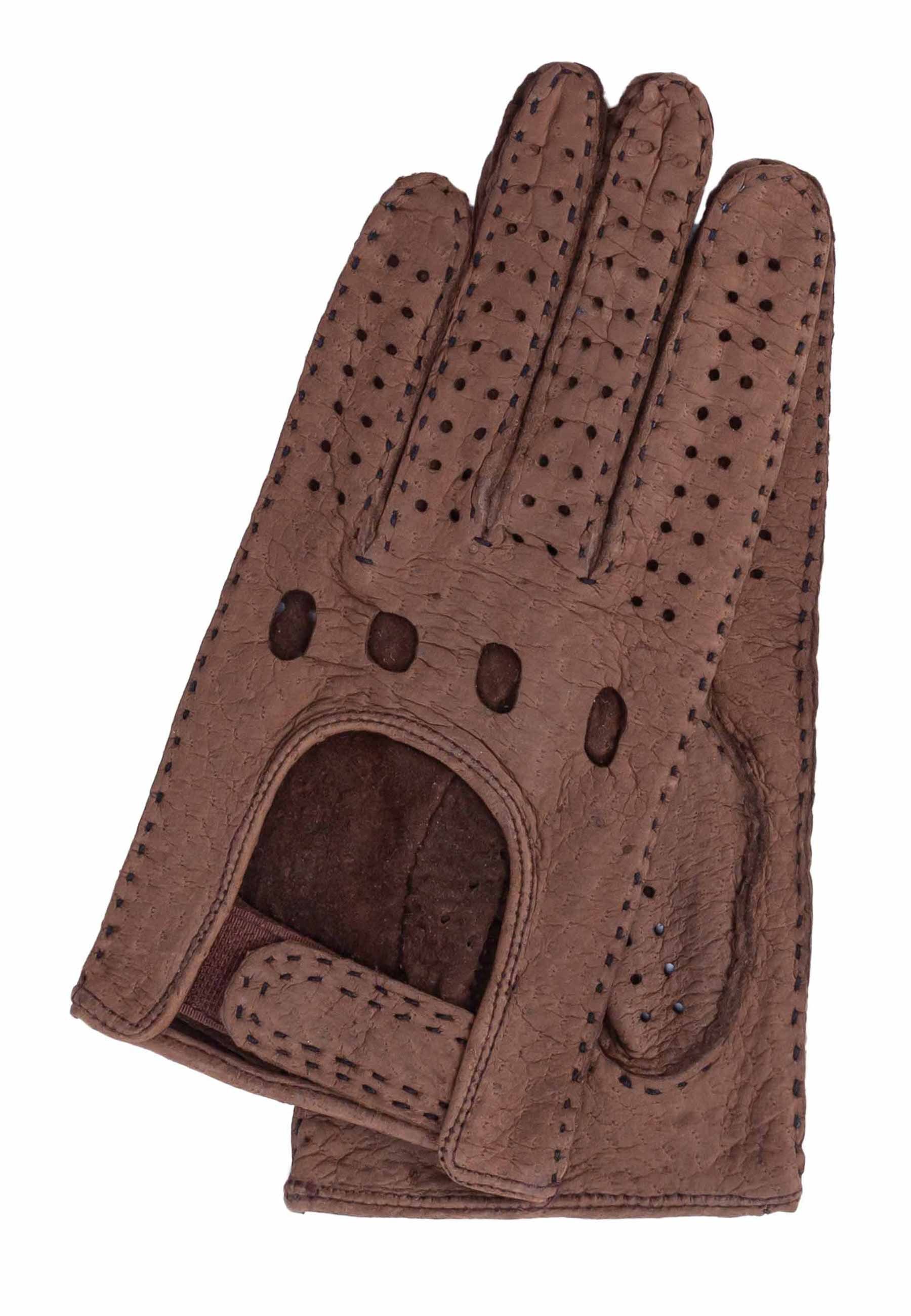 GRETCHEN Lederhandschuhe Womens Peccary Driving Gloves in klassischem Autohandschuh-Design braun