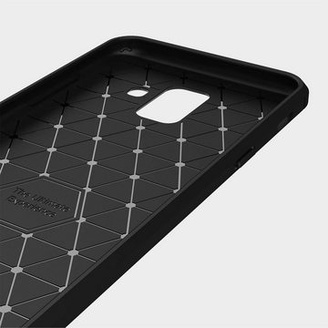 CoolGadget Handyhülle Schwarz als 2in1 Schutz Cover Set für das Samsung Galaxy A6 5,6 Zoll, 2x 9H Glas Display Schutz Folie + 1x TPU Case Hülle für Galaxy A6