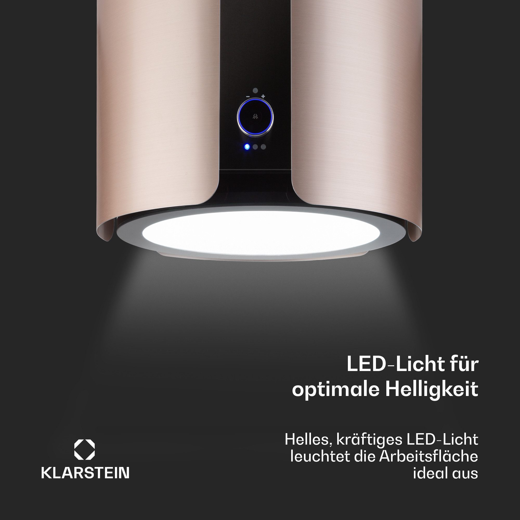 Klarstein Deckenhaube Skyfall Serie Skyfall Inselabzugshaube Ø 45 cm Umluft 402 m³/h 200W LED Smart WiFi Skyfall, Insel-Dunstabzug App Aktivkohle für Insel mit Gestensteuerung