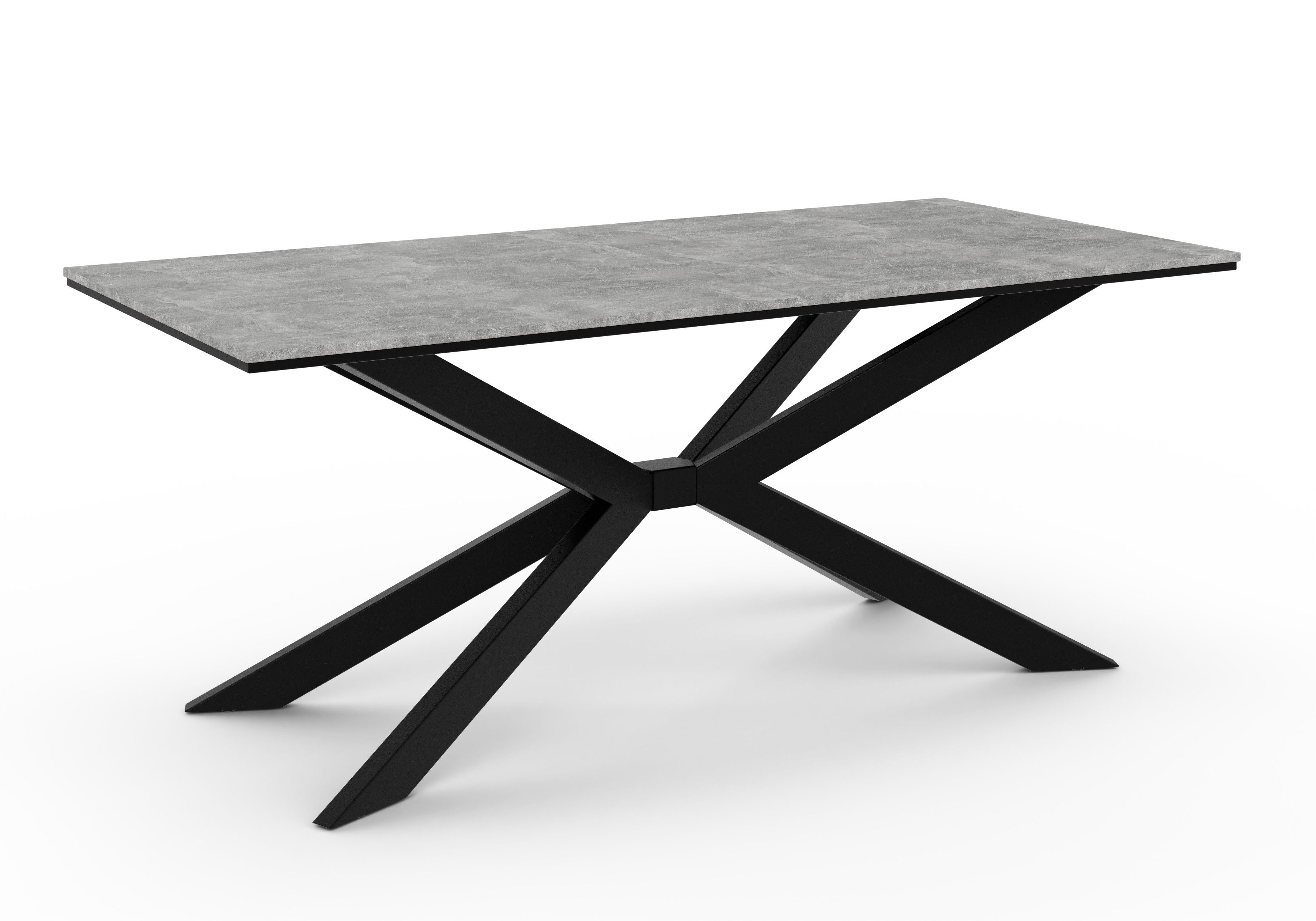 Home Collective Esstisch Tisch Küchentisch Esszimmertisch bis zu 8 Personen (Esszimmer Küche Wohnzimmer Esstisch), modernes Design mit Kreuzgestell Metall 190x90 cm Steingrau