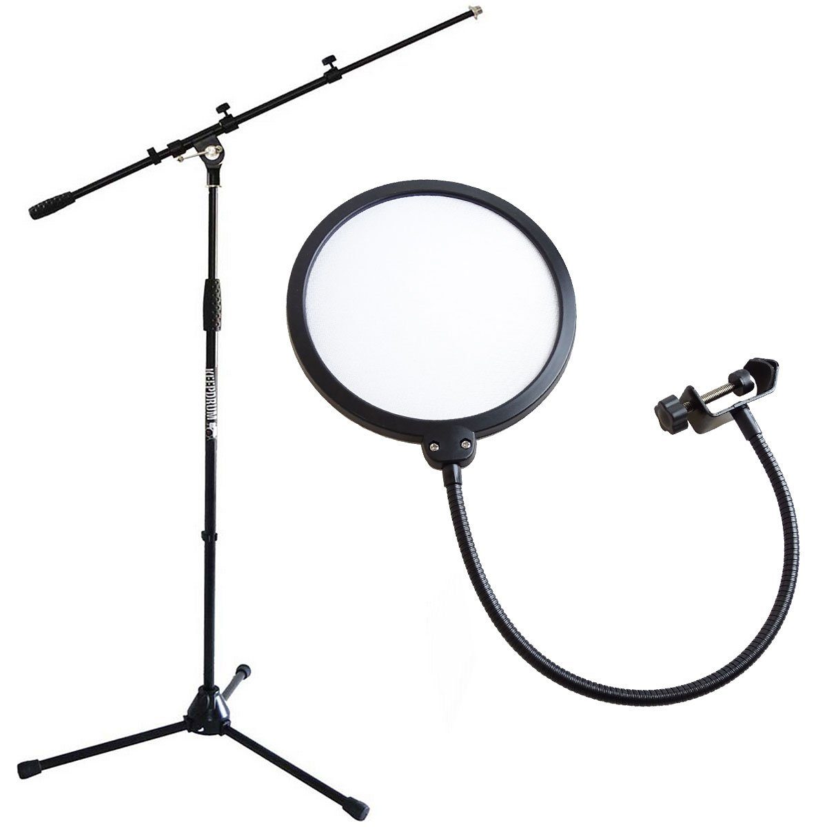 Mikrofonständer keepdrum Mikrofonständer Schwarz mit Popschutz Weiss