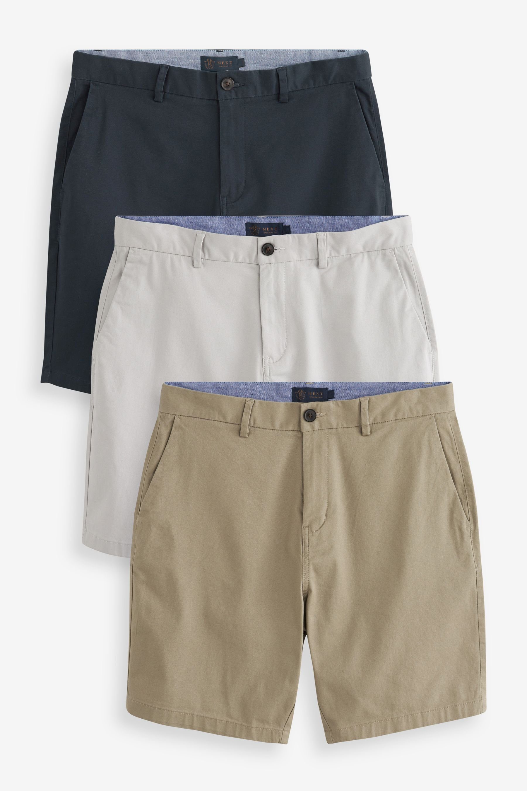 Pack 3 (2-tlg) Chinoshorts Next Navy/Grey/Stone