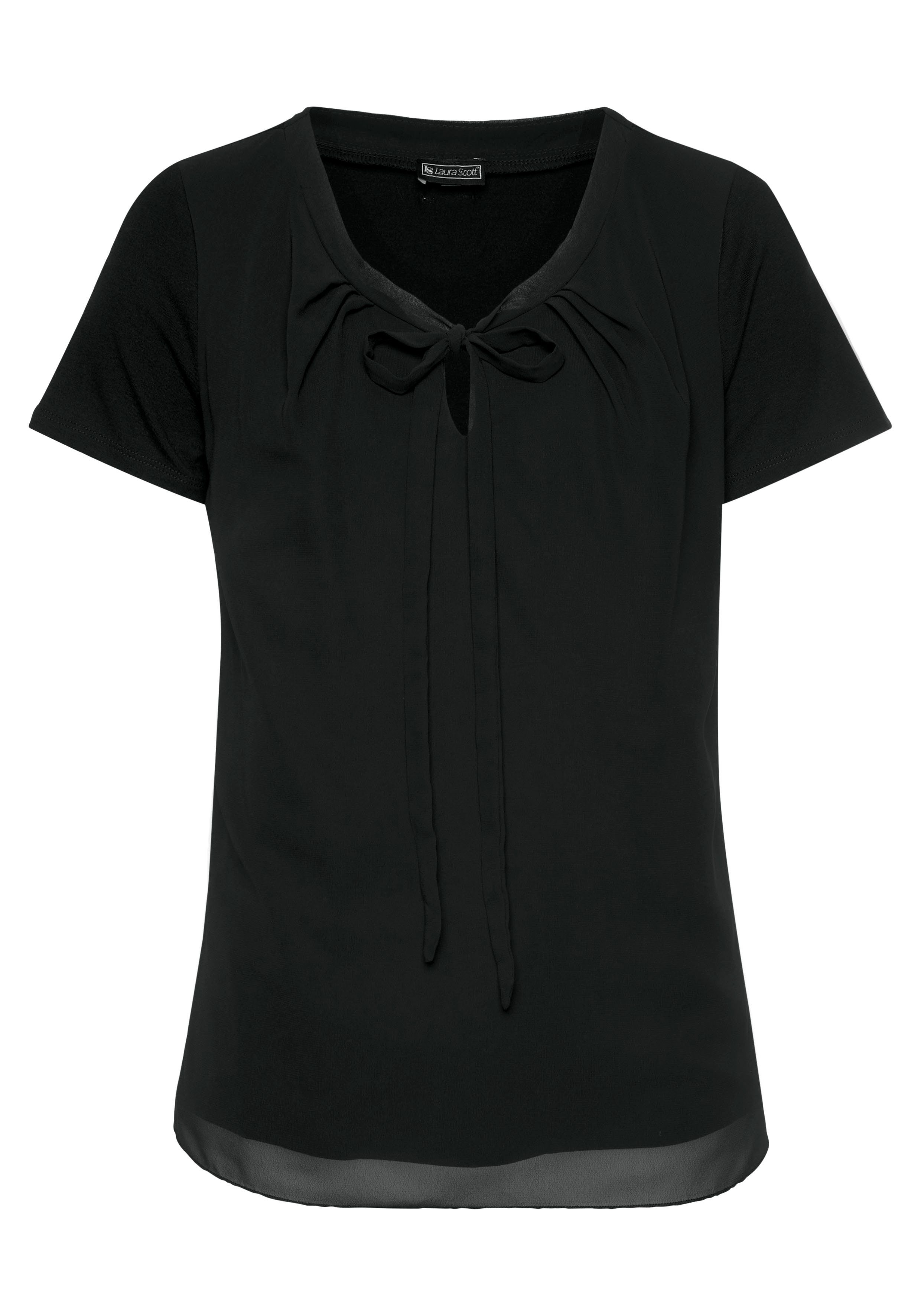 Laura Scott Vorderteil schwarz Chiffon Shirtbluse Material) (aus mit nachhaltigem
