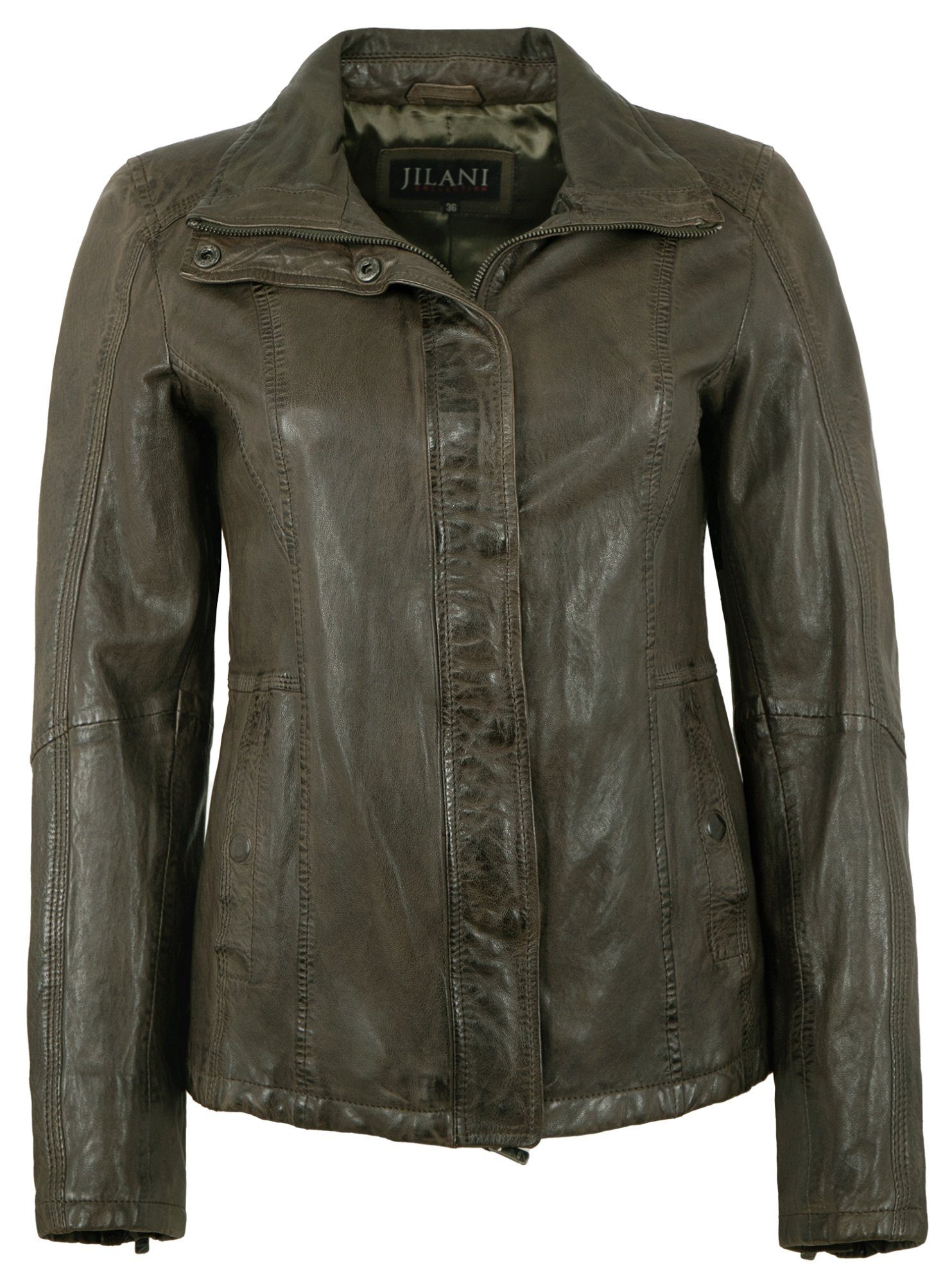 Jilani Lederjacke Echtleder Damen Lederjacke Lammnappa khaki