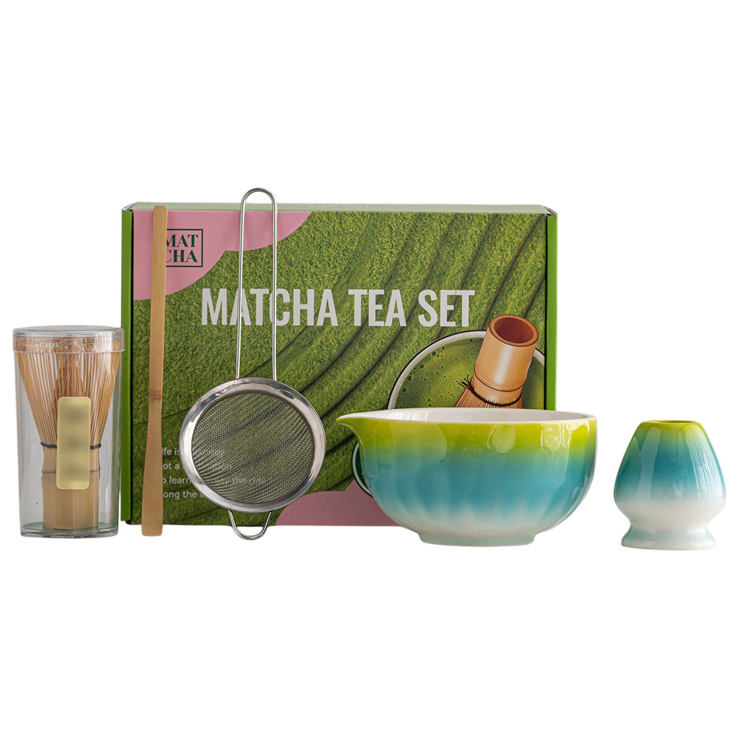 Refttenw Teeservice Matcha Besen Set,Matcha-Schale aus Keramik,5 Stück